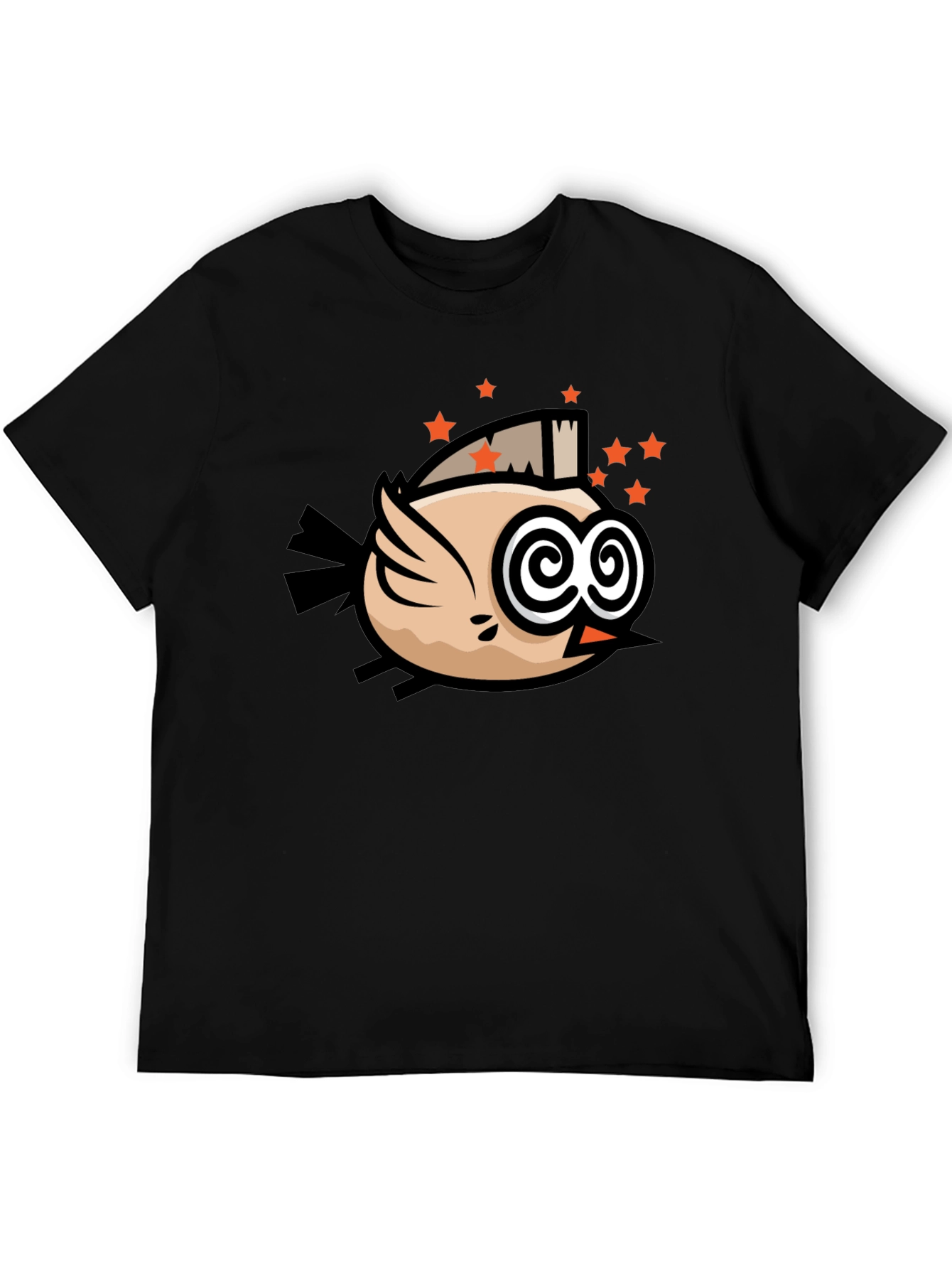 Funky Bird Graphic Black T-Shirt