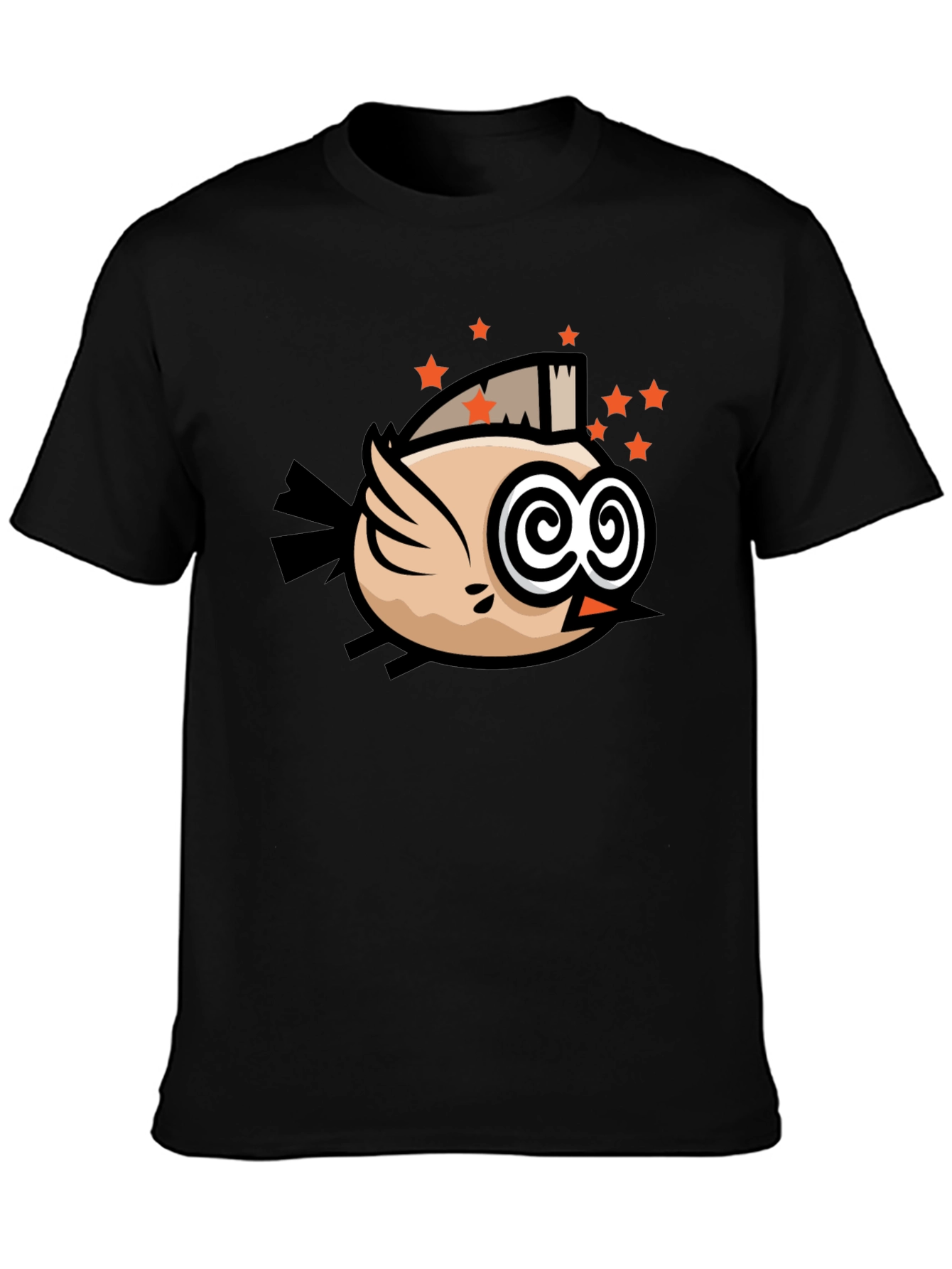 Funky Bird Graphic Black T-Shirt