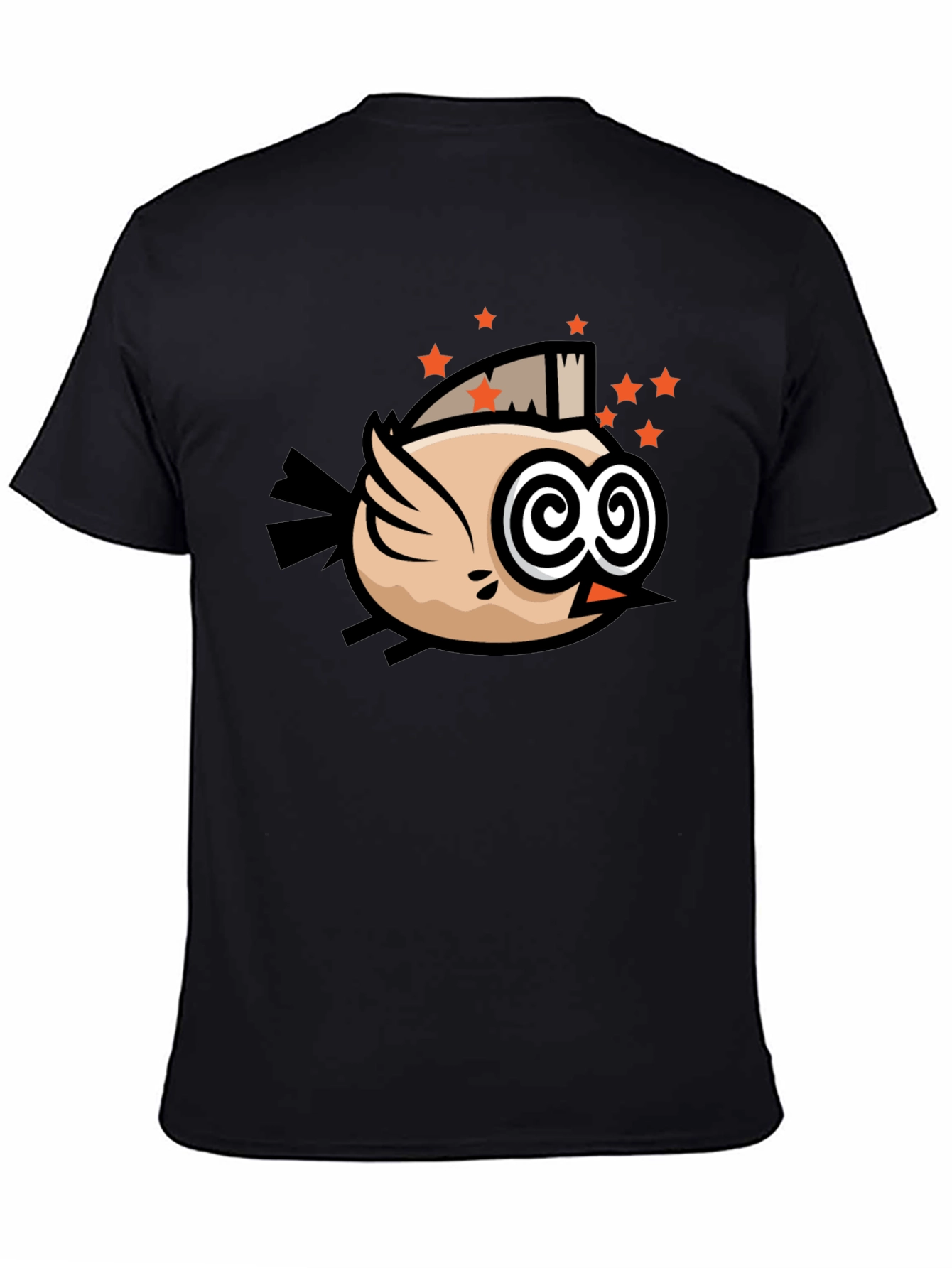 Funky Bird Graphic Black T-Shirt