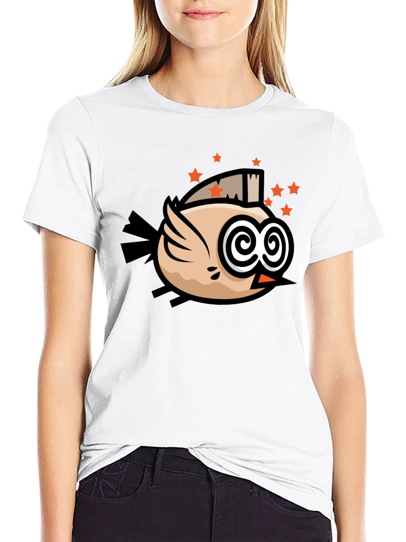 Funky Bird Graphic Black T-Shirt