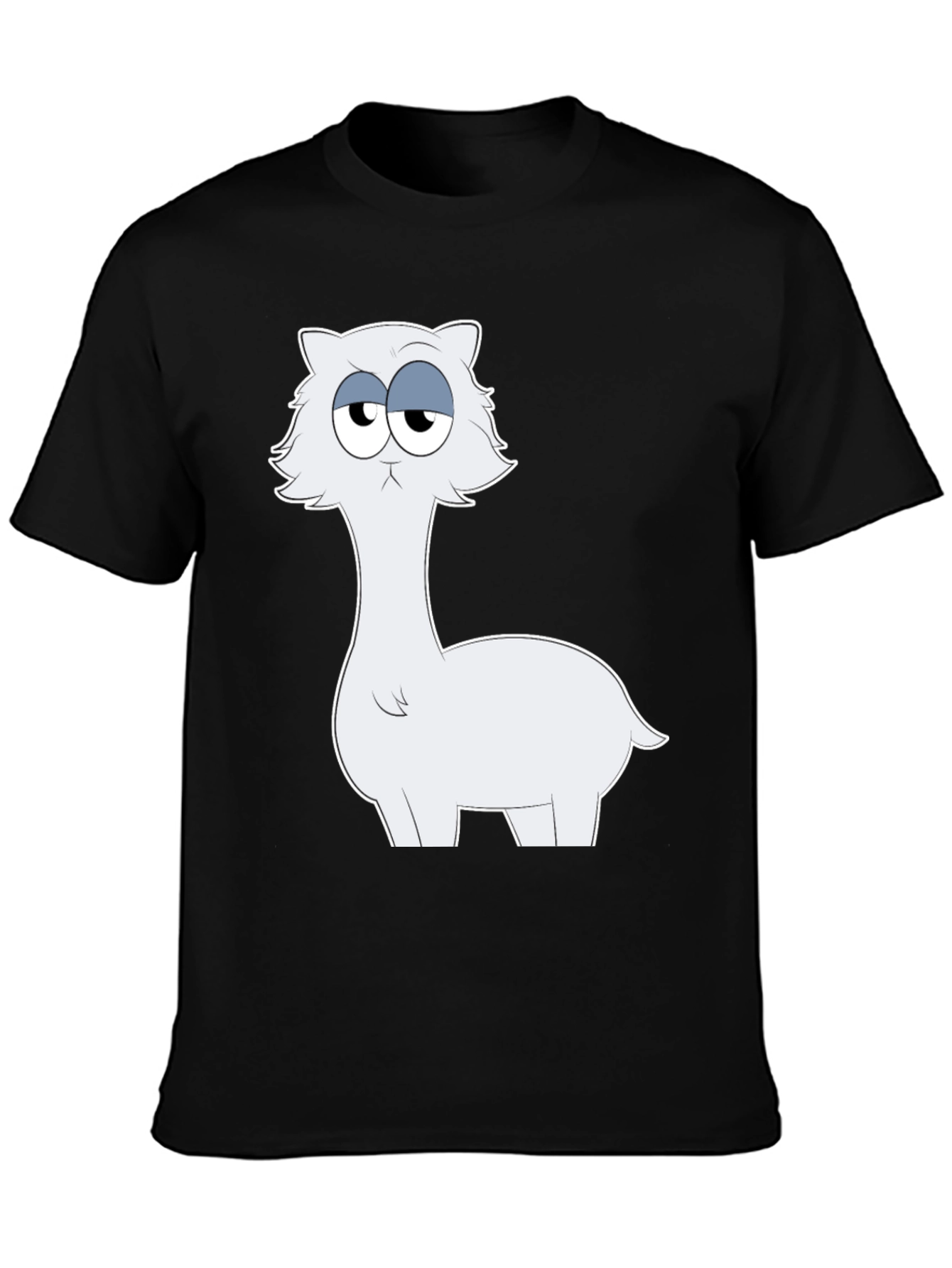 Funny Llama Cartoon Graphic Black T-Shirt