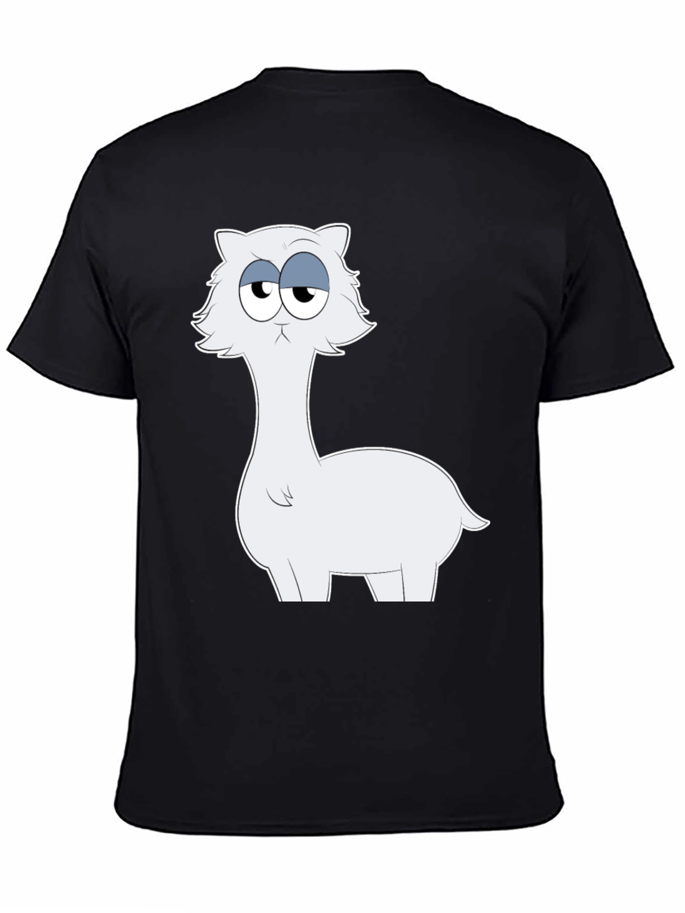 Funny Llama Cartoon Graphic Black T-Shirt