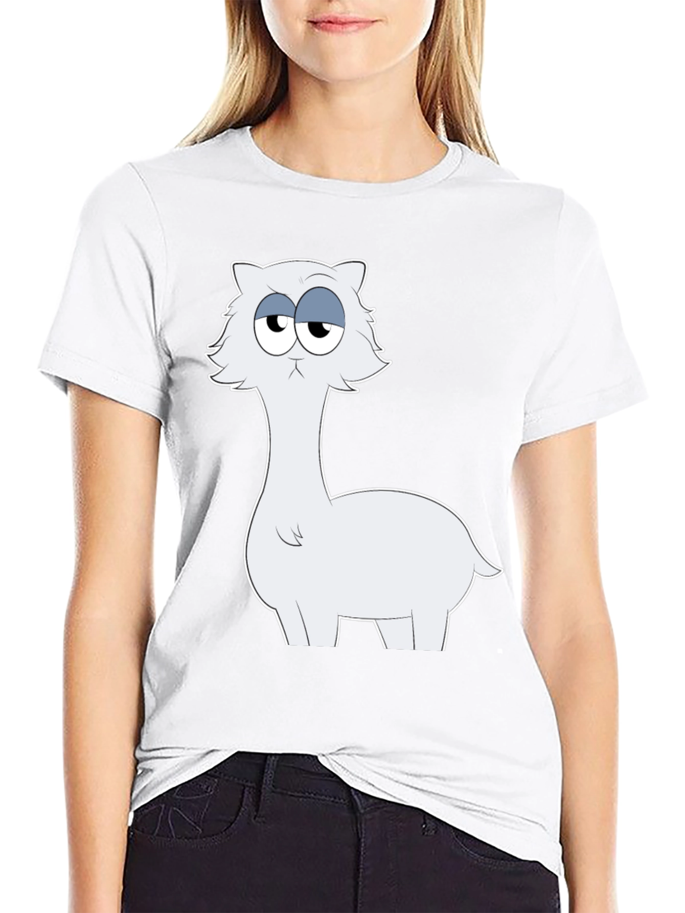 Funny Llama Cartoon Graphic Black T-Shirt