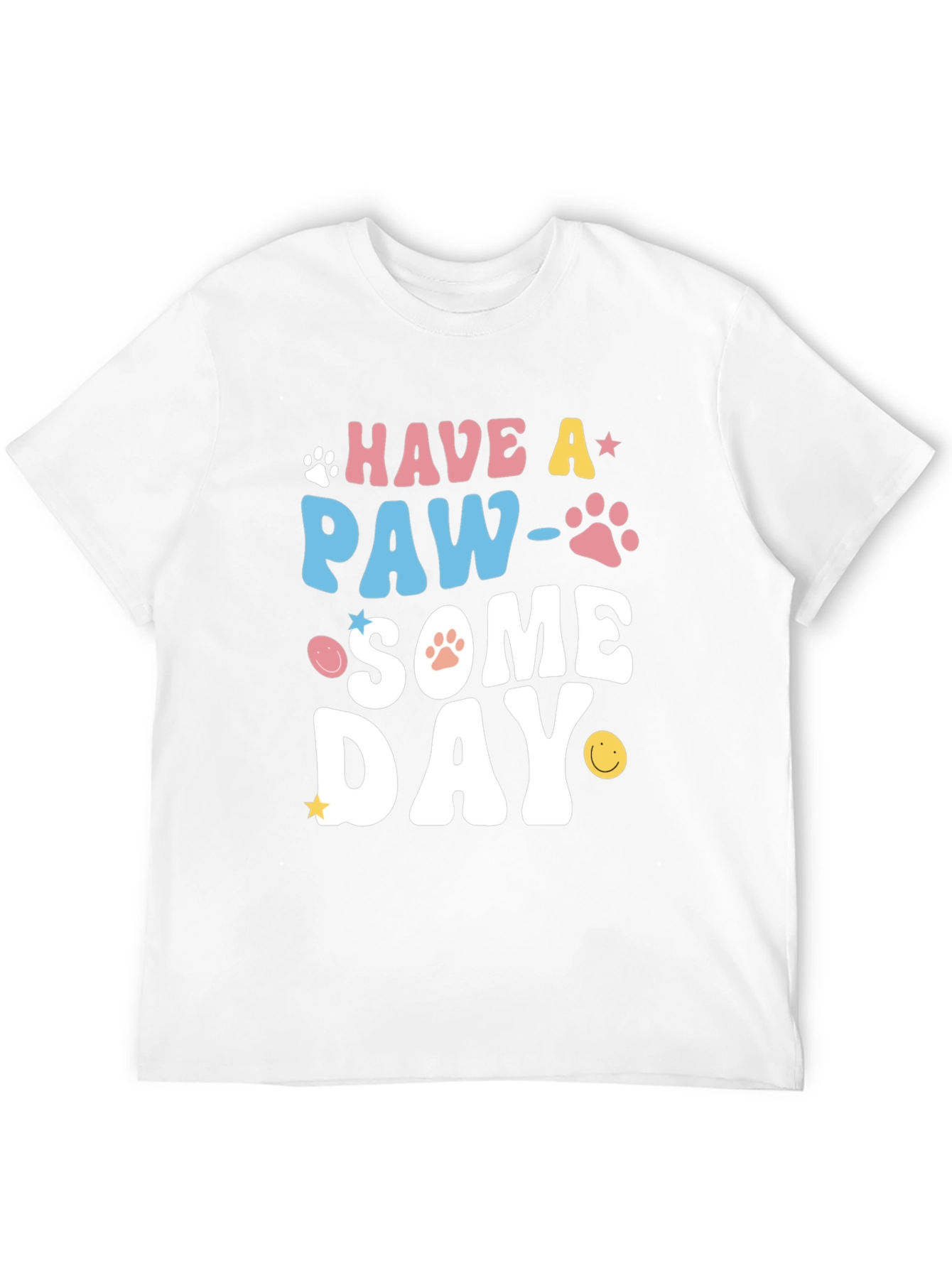 Paw-Some Day Graphic Tee - Novelty Print T-Shirt