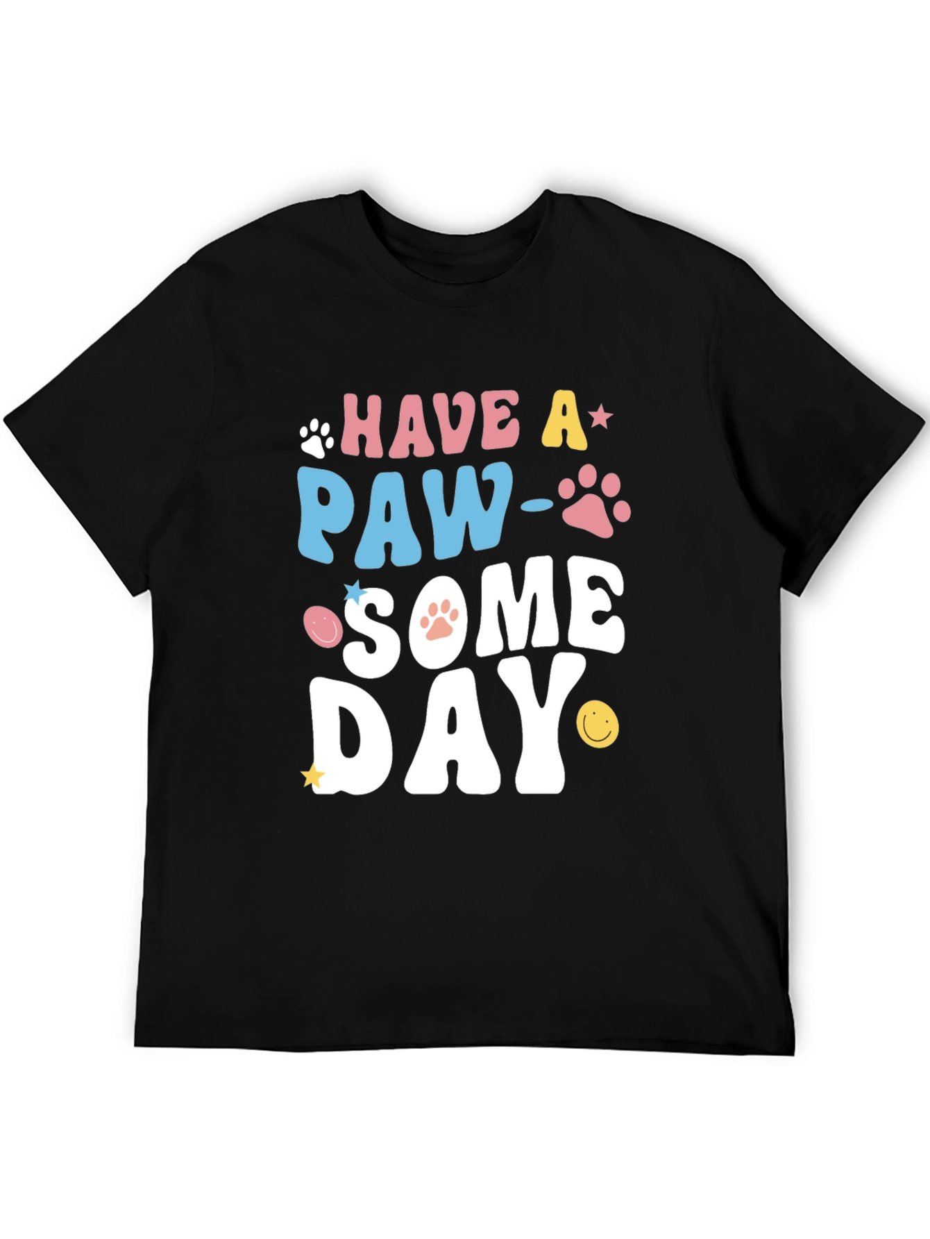 Paw-Some Day Graphic Tee - Novelty Print T-Shirt