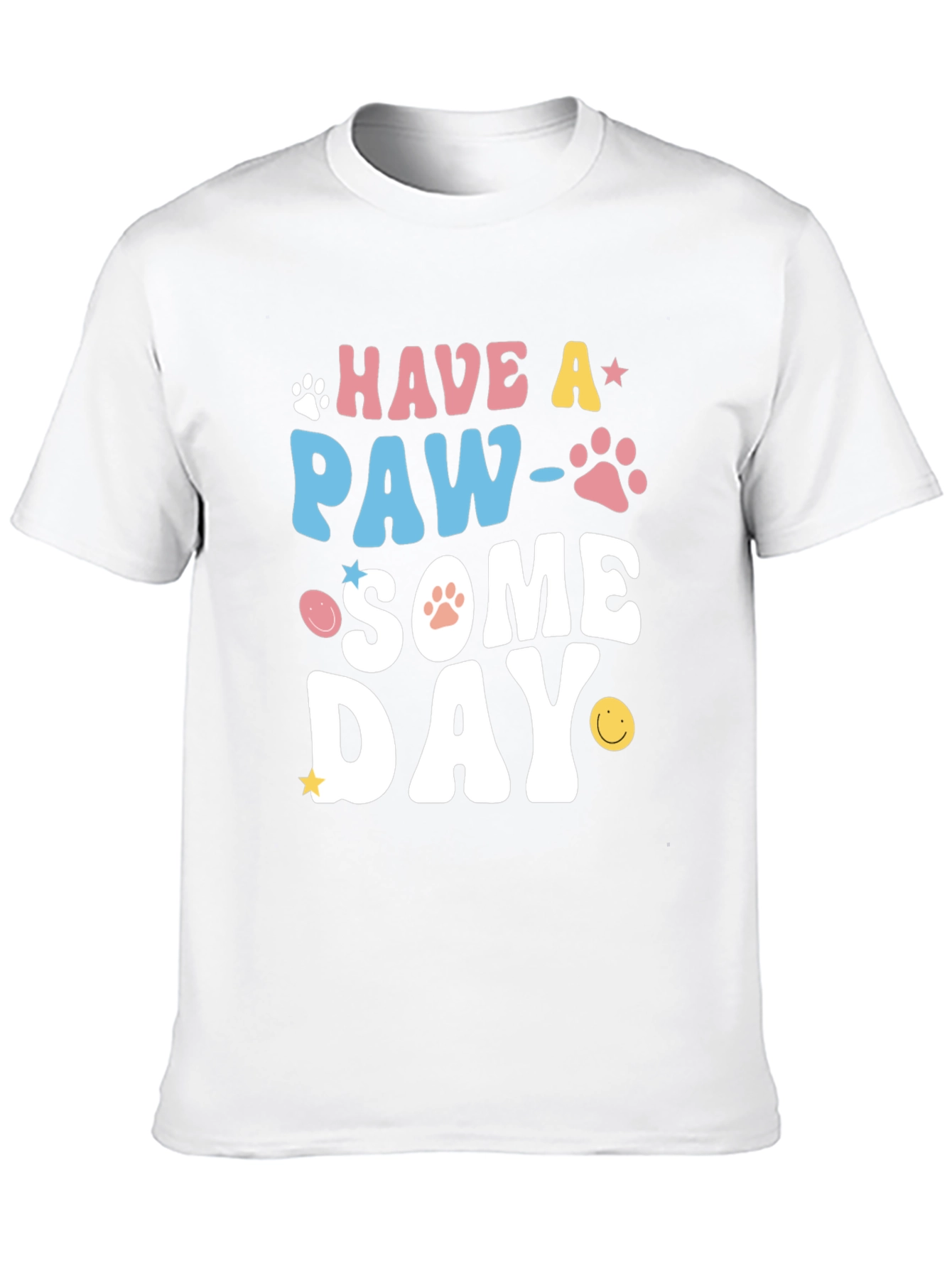 Paw-Some Day Graphic Tee - Novelty Print T-Shirt