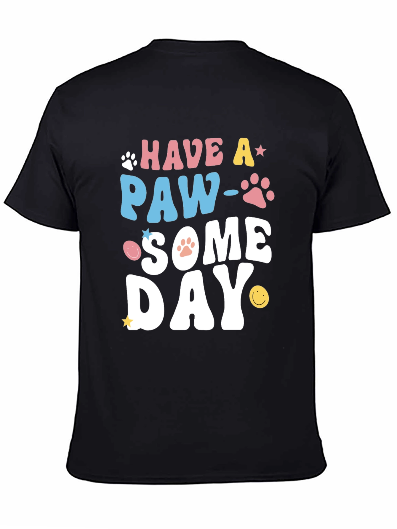 Paw-Some Day Graphic Tee - Novelty Print T-Shirt