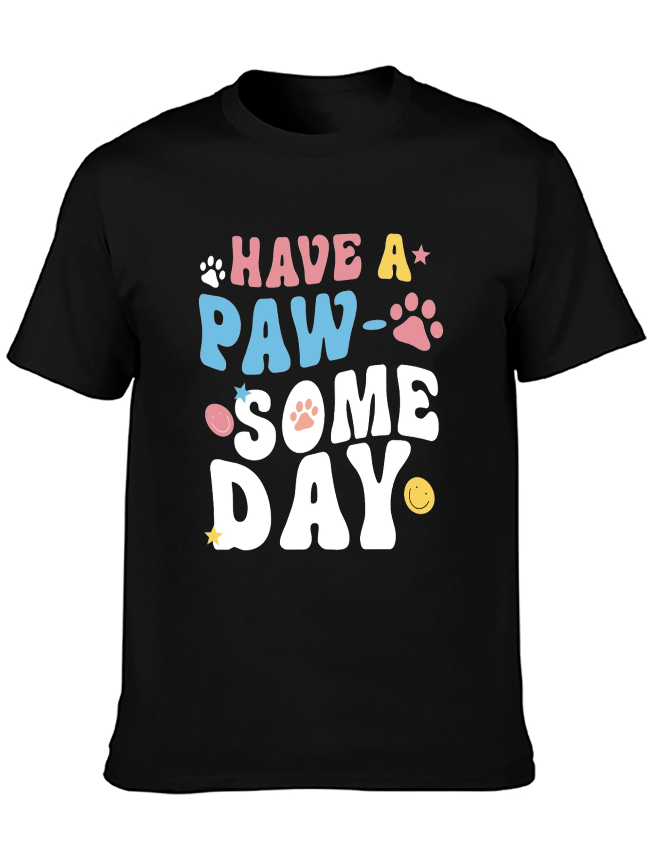 Paw-Some Day Graphic Tee - Novelty Print T-Shirt