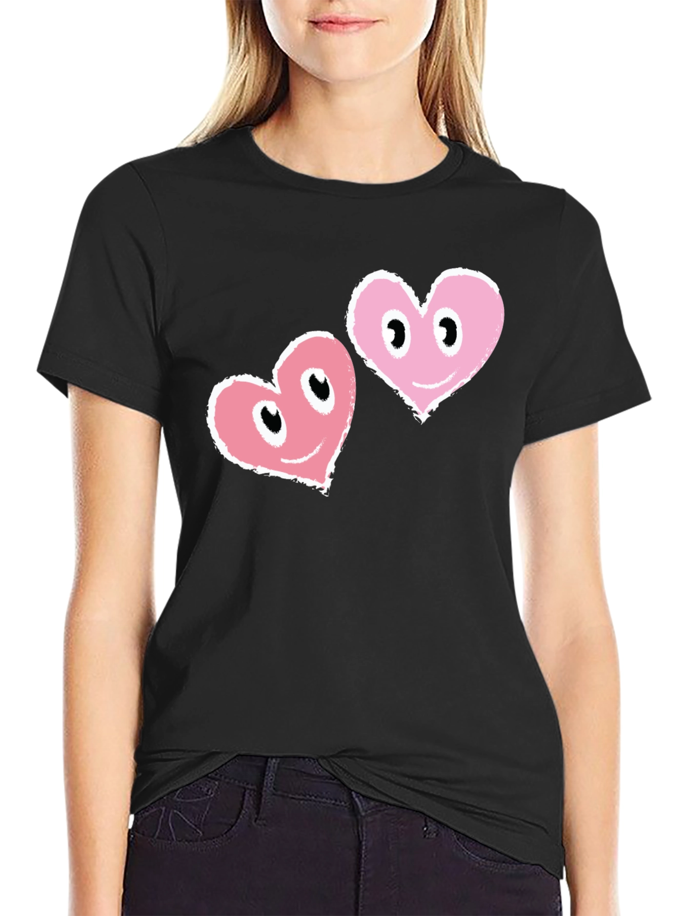 Heart Eyes Black T-Shirt - Mens Graphic Tee