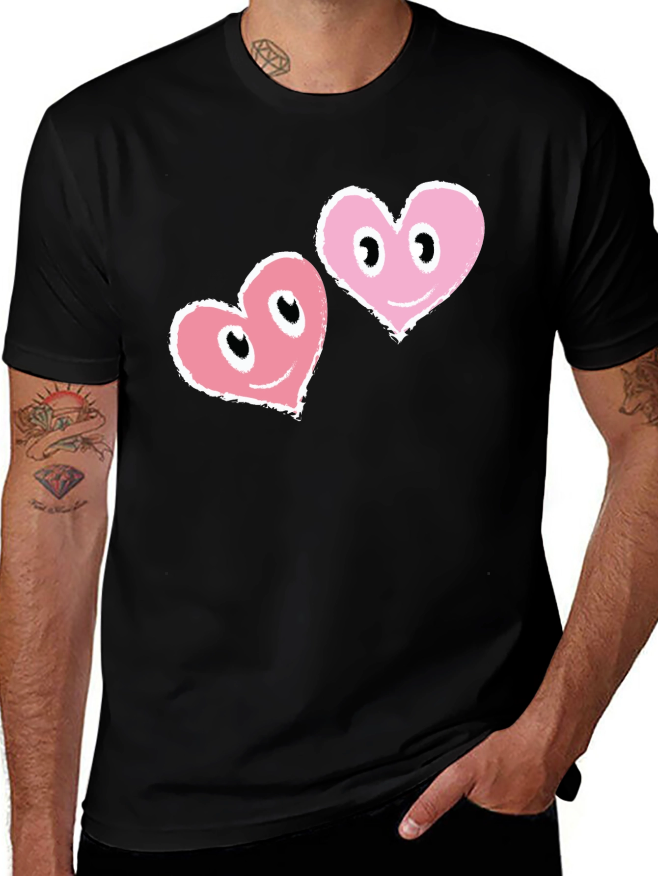 Heart Eyes Black T-Shirt - Mens Graphic Tee
