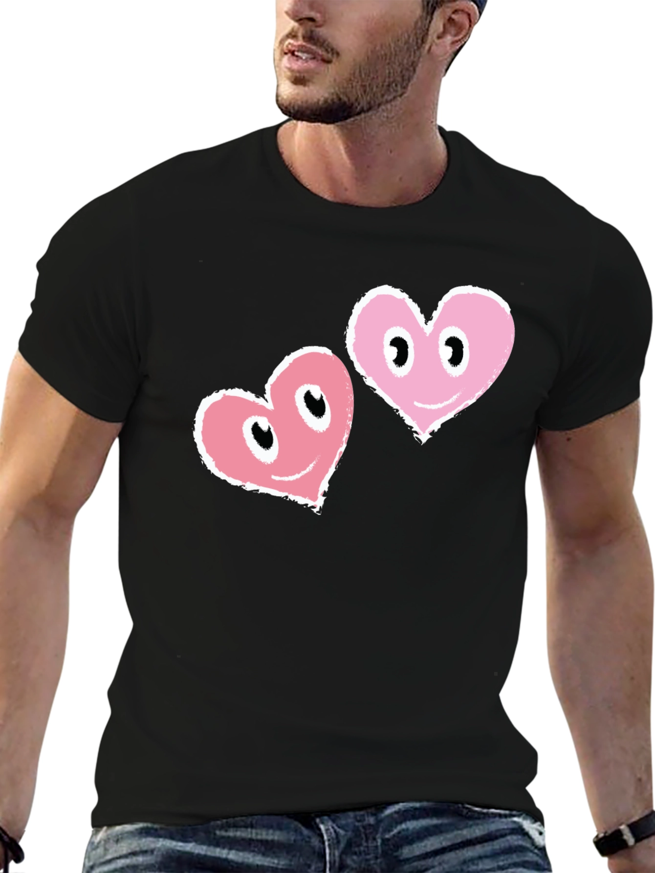 Heart Eyes Black T-Shirt - Mens Graphic Tee