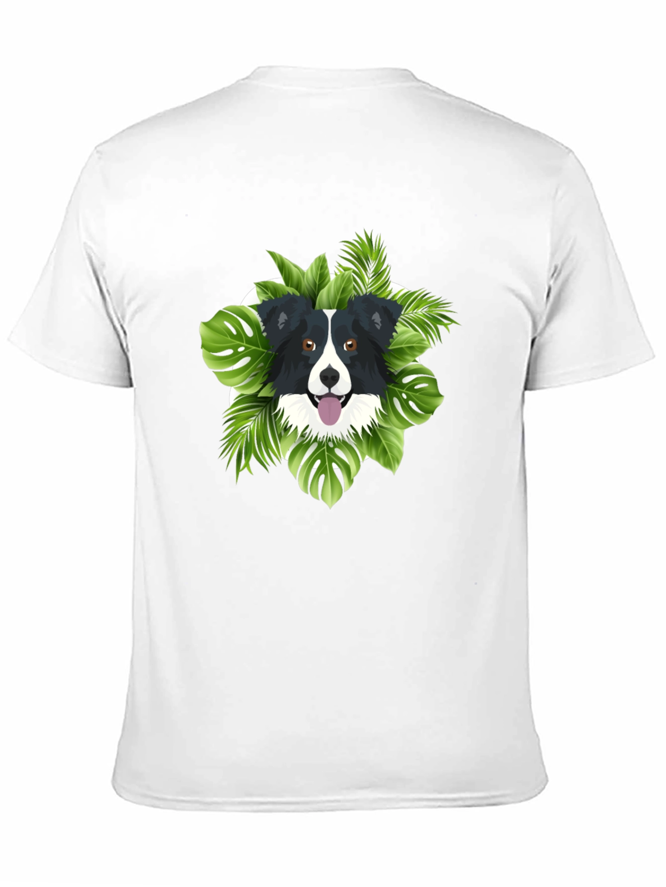 Dog & Tropical Leaves Graphic Tee - Black