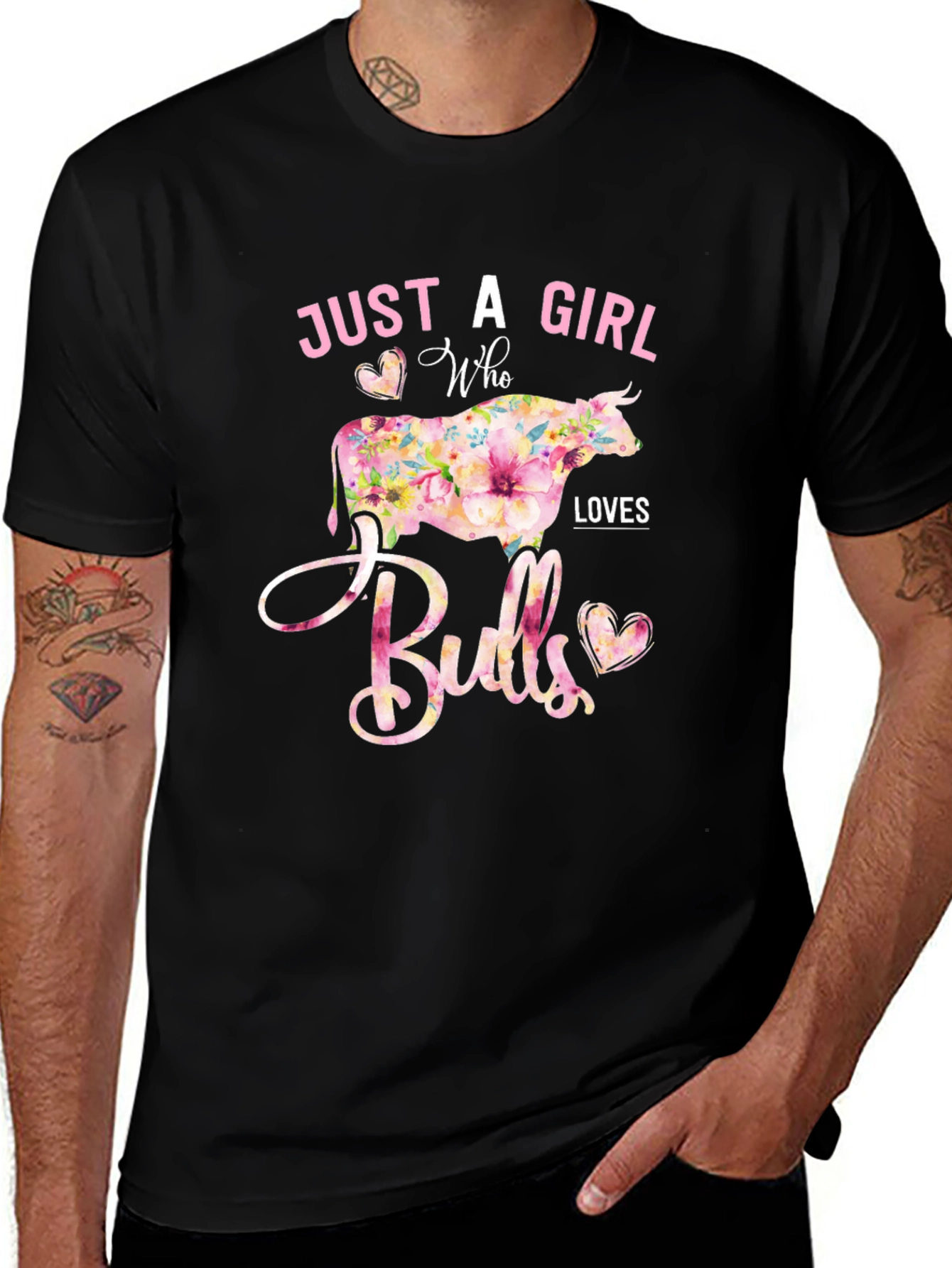 Just a Girl Who Loves Bulls Floral T-Shirt