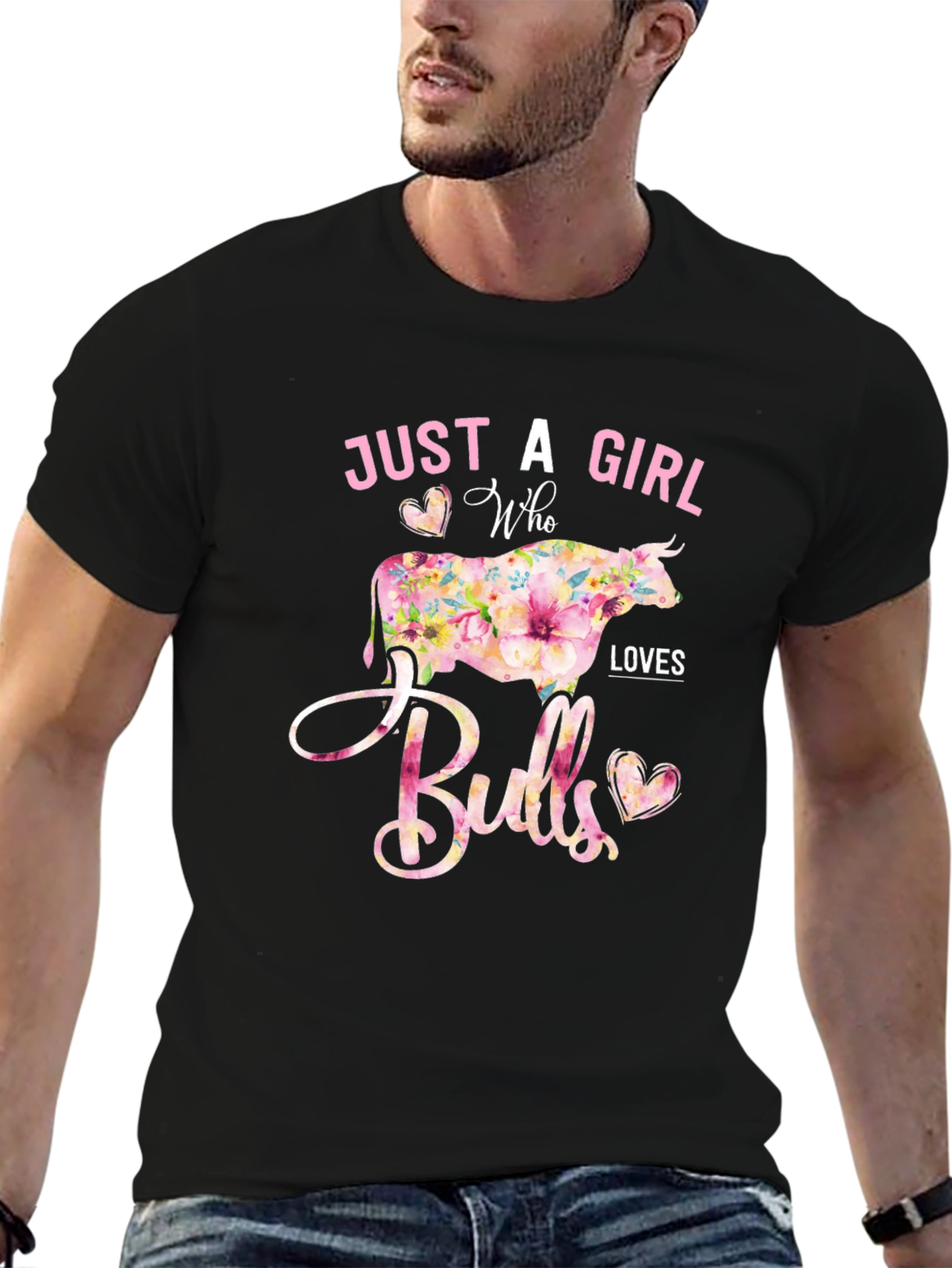 Just a Girl Who Loves Bulls Floral T-Shirt