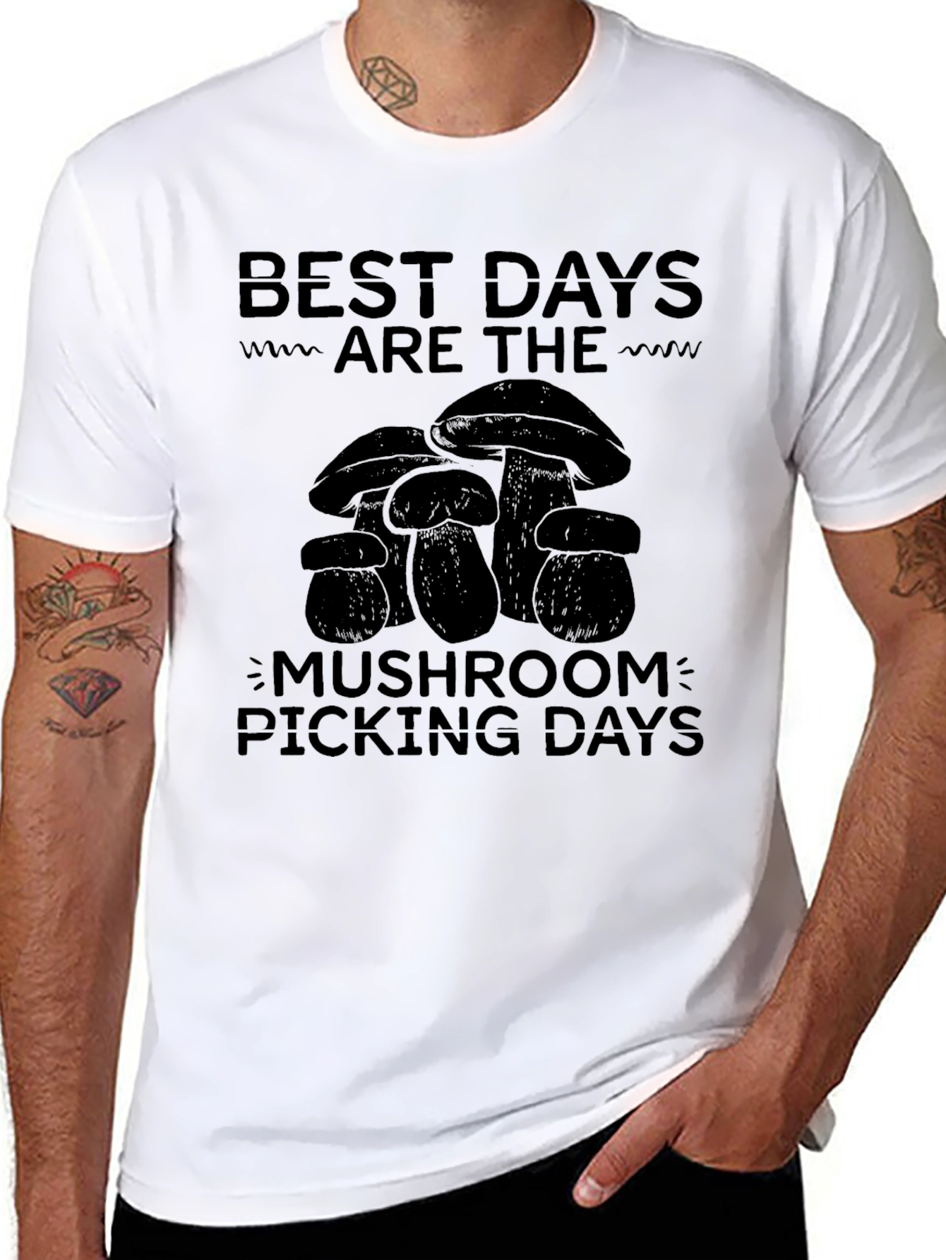 Mushroom Picking Days Graphic Tee - Black