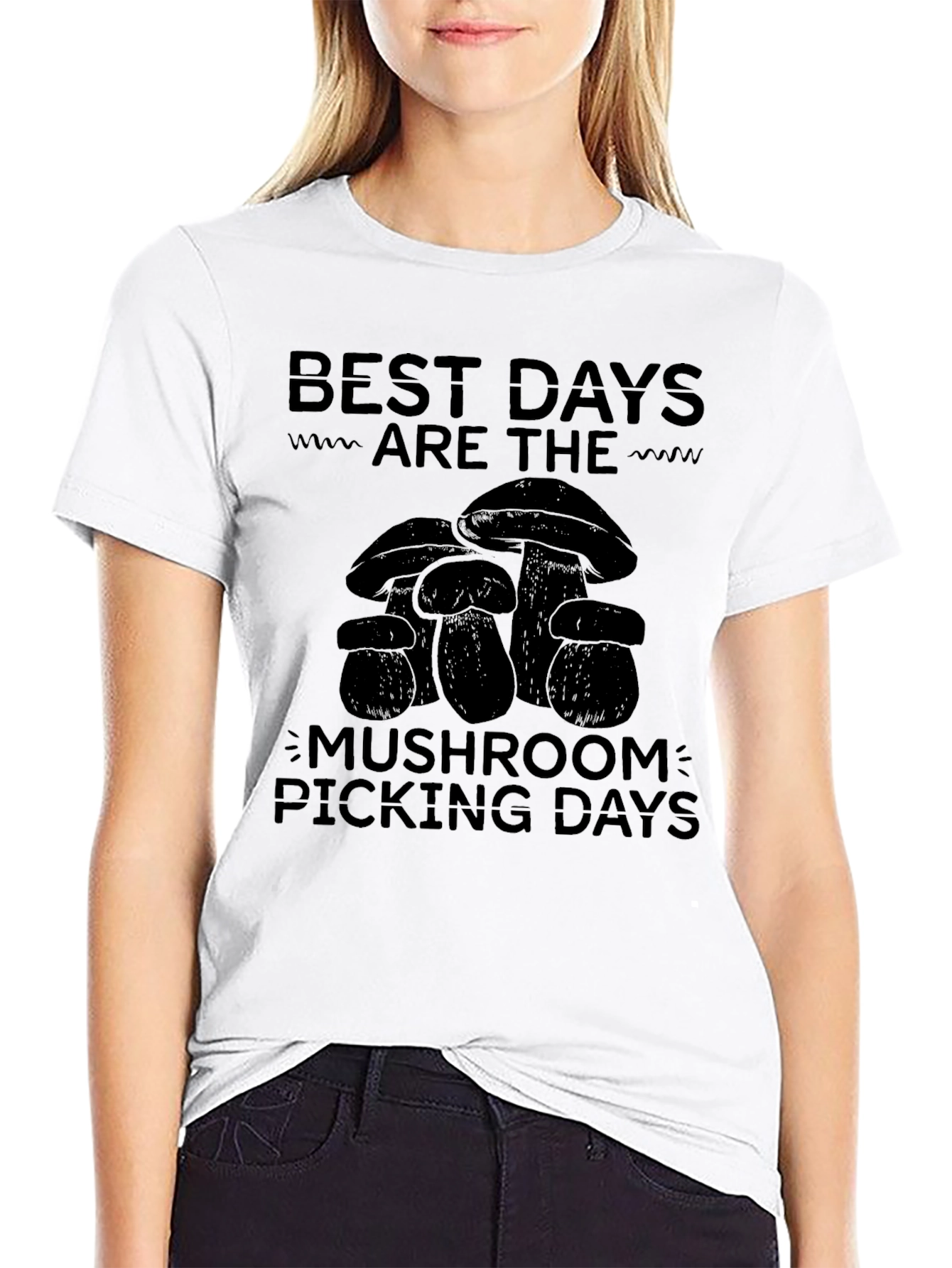 Mushroom Picking Days Graphic Tee - Black