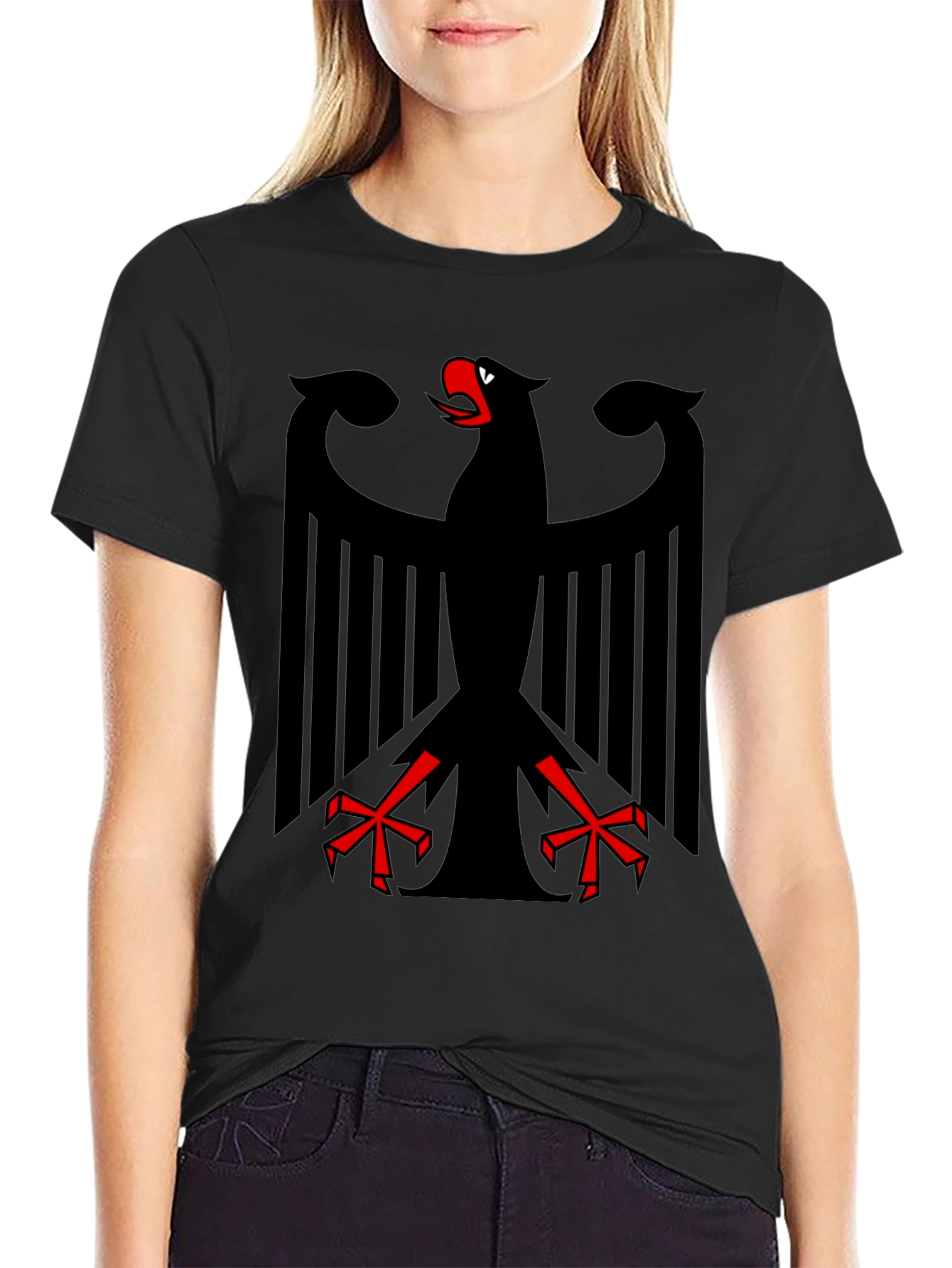 Black T-Shirt with German Eagle Design