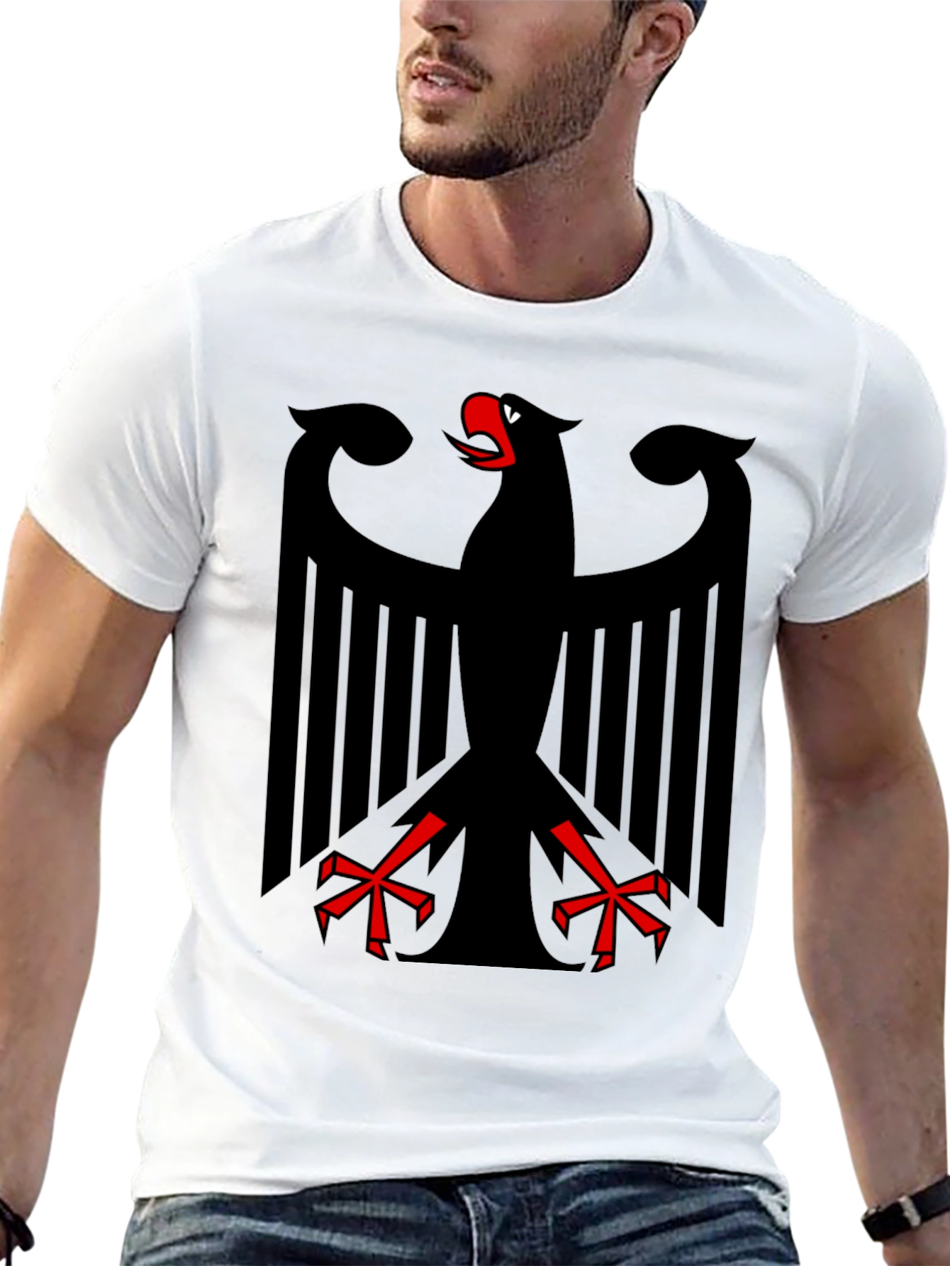 Black T-Shirt with German Eagle Design