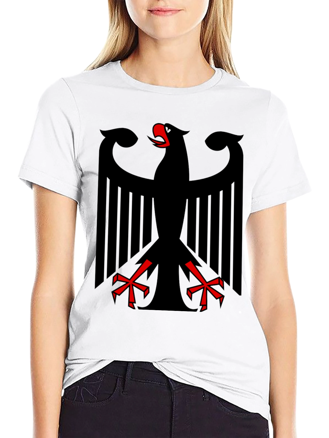 Black T-Shirt with German Eagle Design