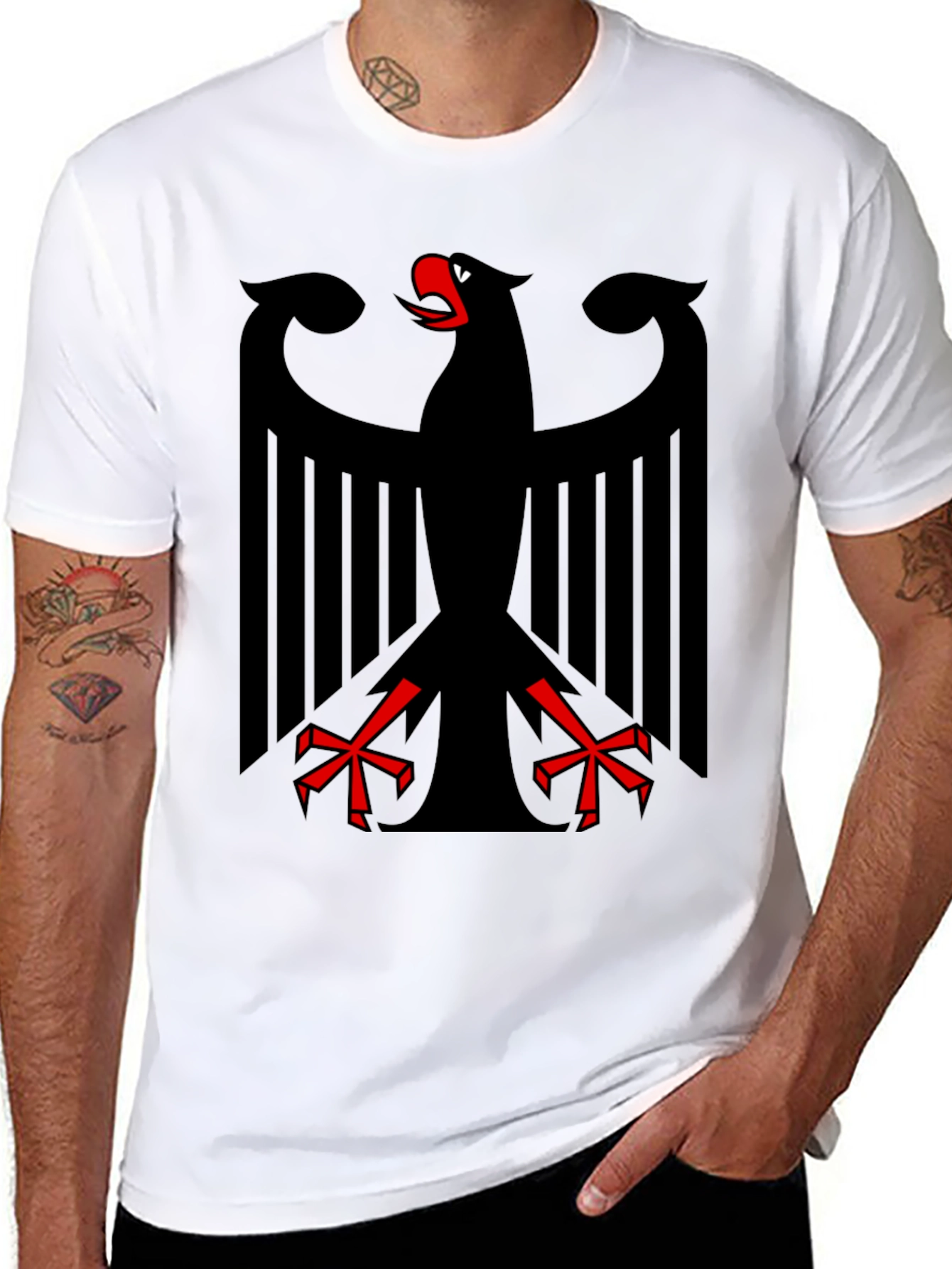 Black T-Shirt with German Eagle Design