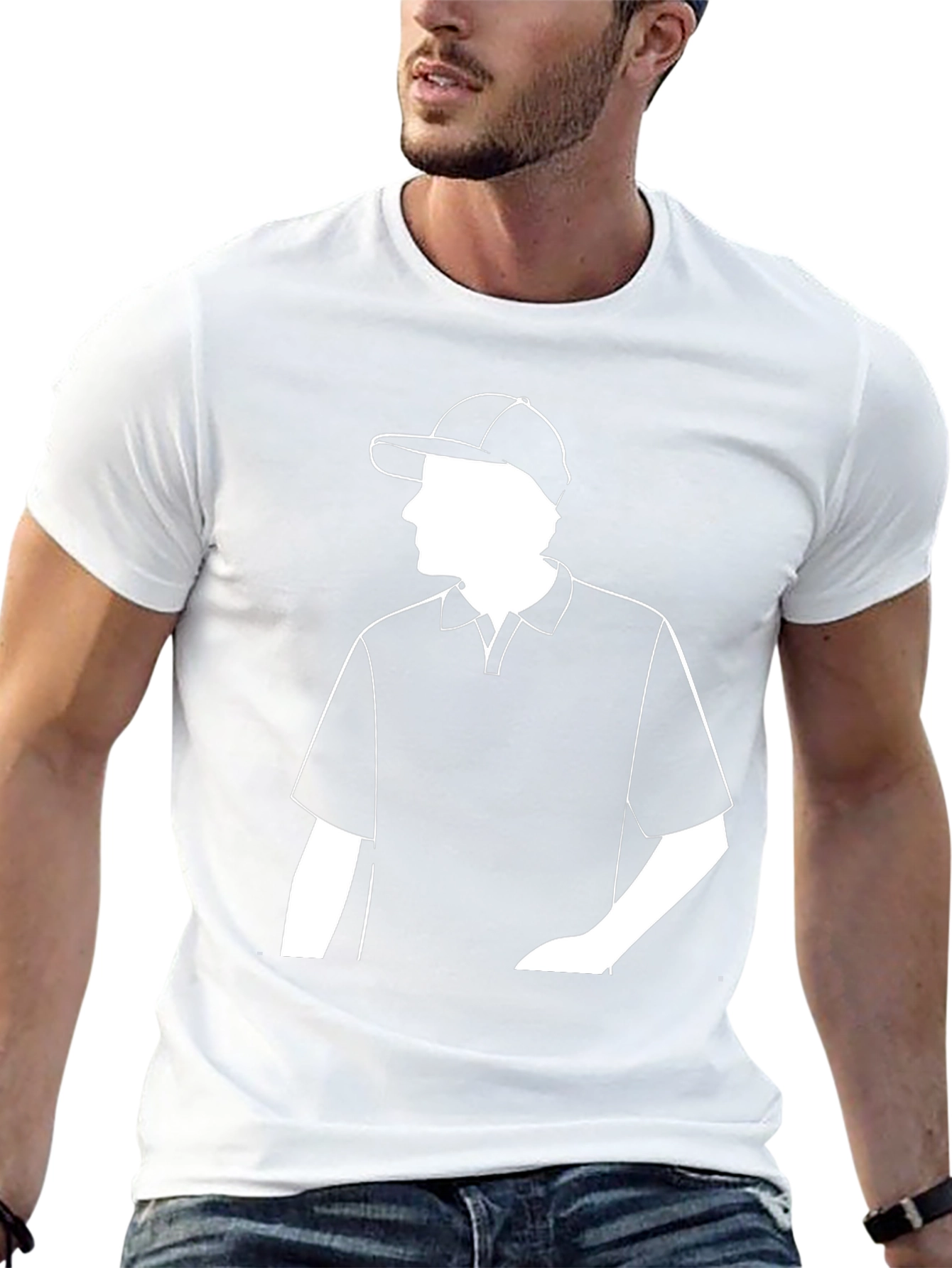 Mens Black Polo Shirt with White Graphic