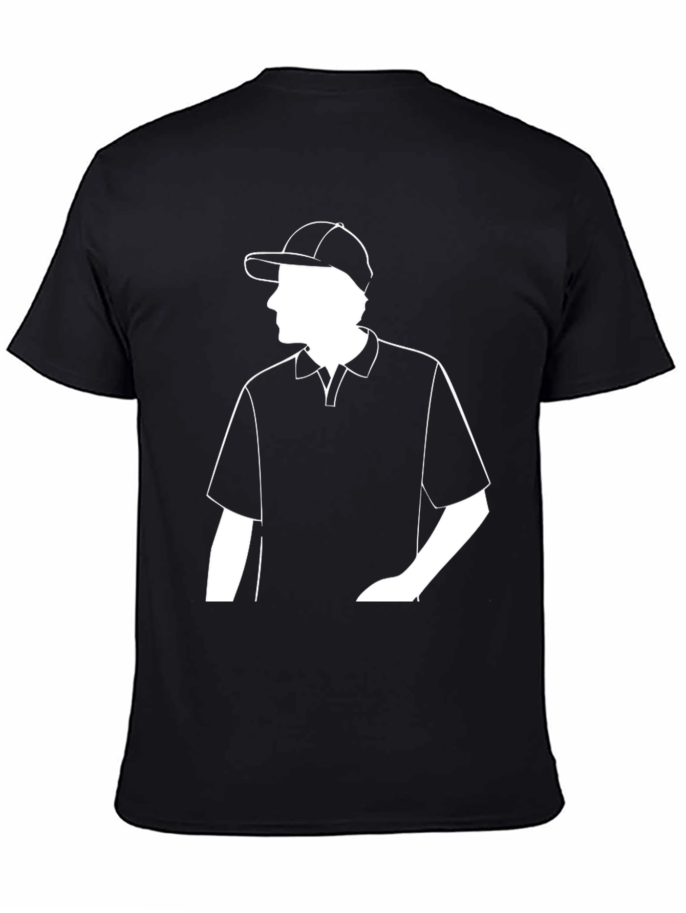 Mens Black Polo Shirt with White Graphic
