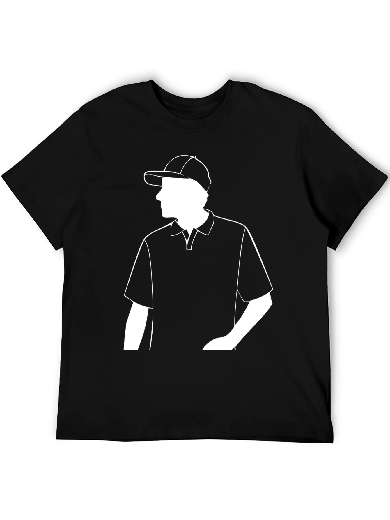 Mens Black Polo Shirt with White Graphic