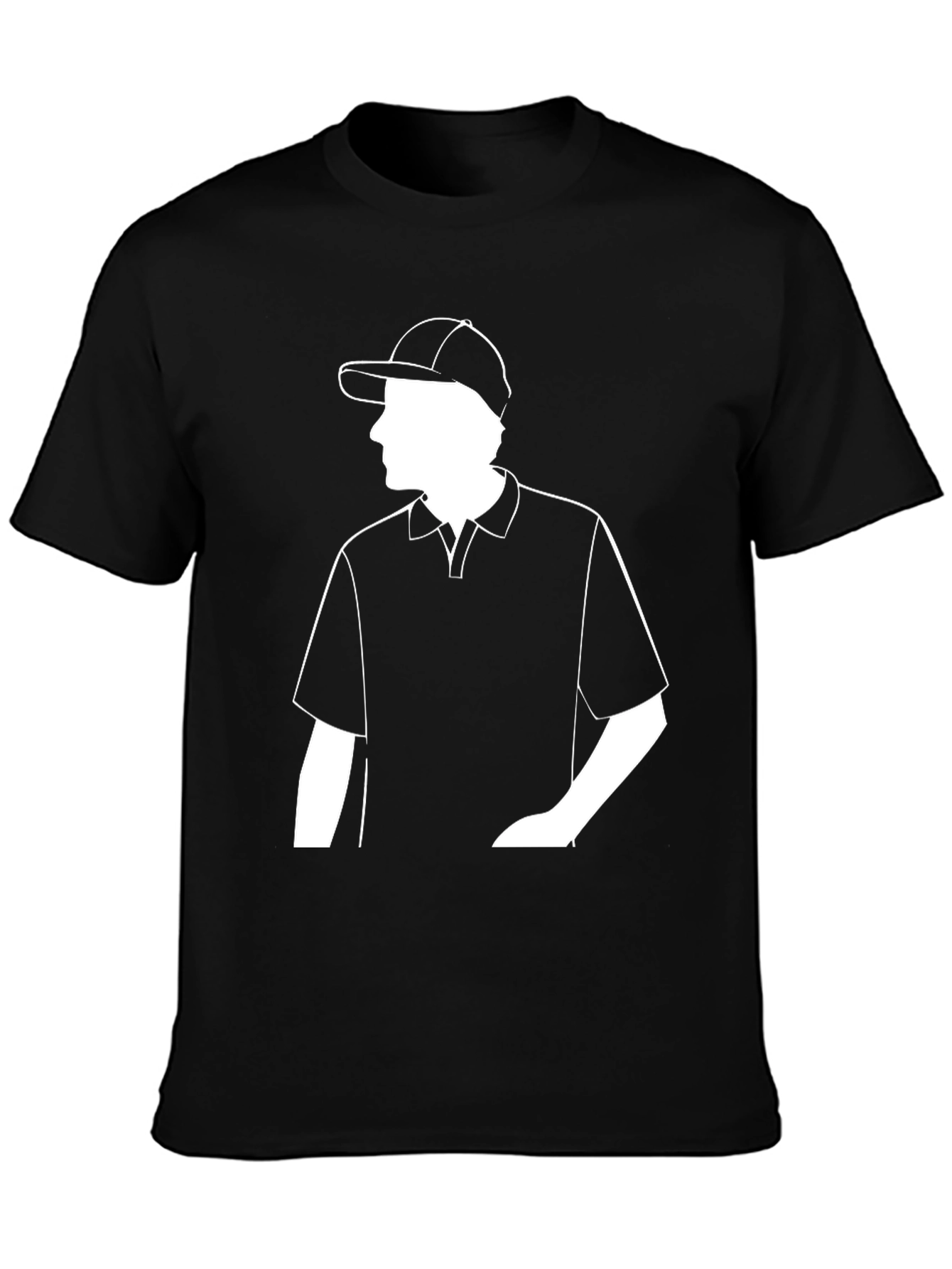 Mens Black Polo Shirt with White Graphic