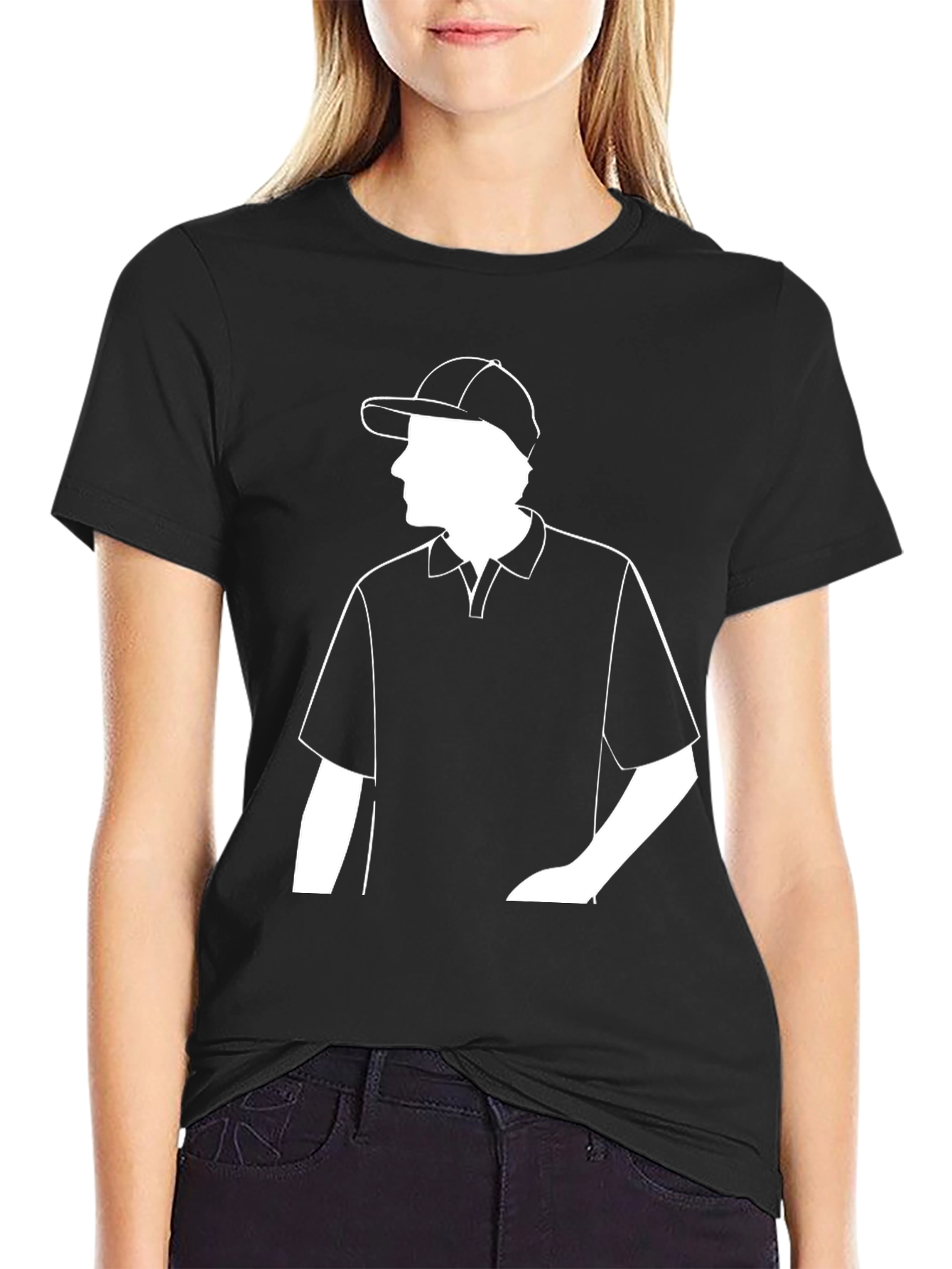 Mens Black Polo Shirt with White Graphic