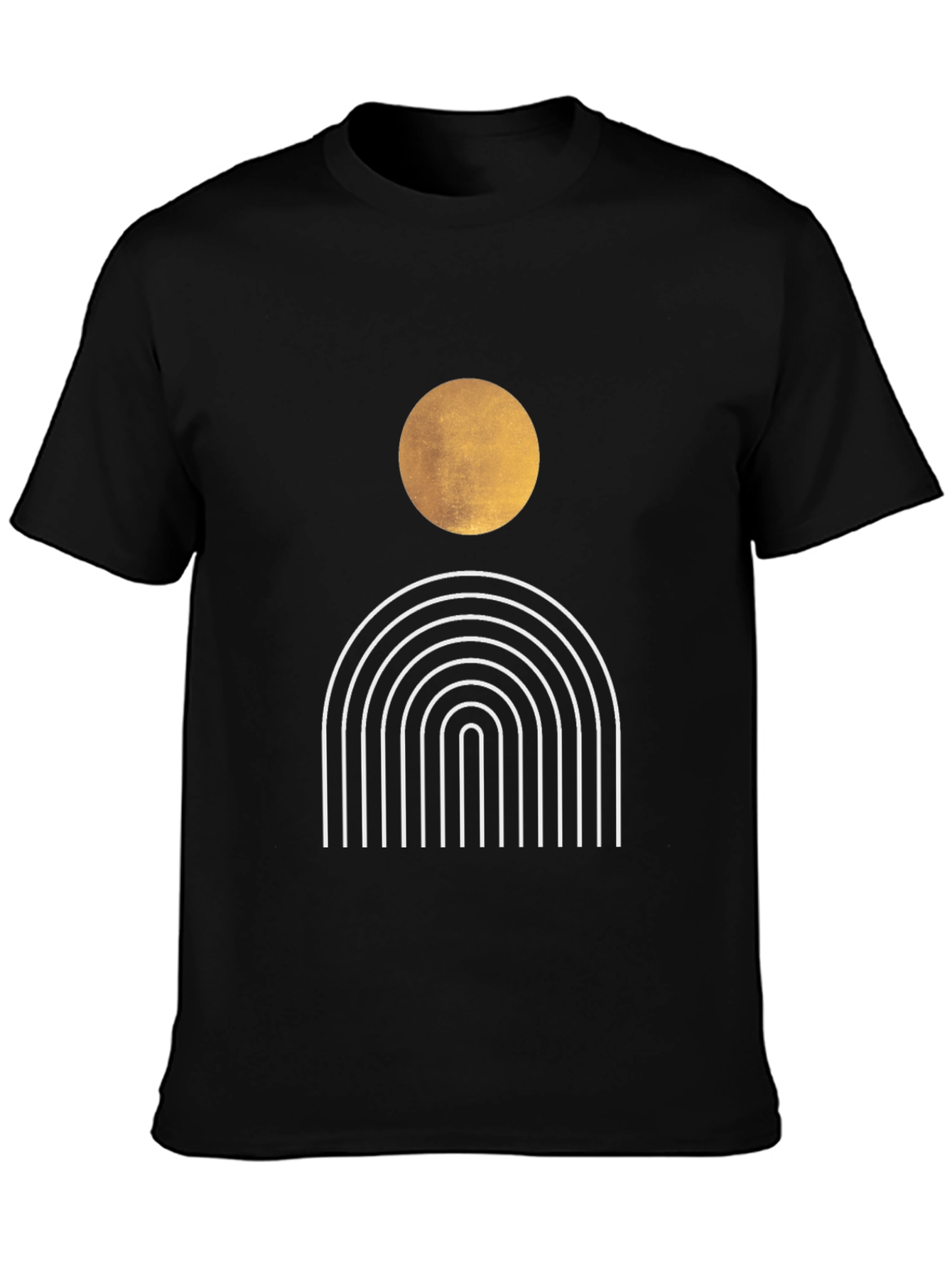 Modern Graphic Tee - Abstract Sun & Rainbow Design