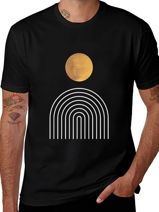 Modern Graphic Tee - Abstract Sun & Rainbow Design