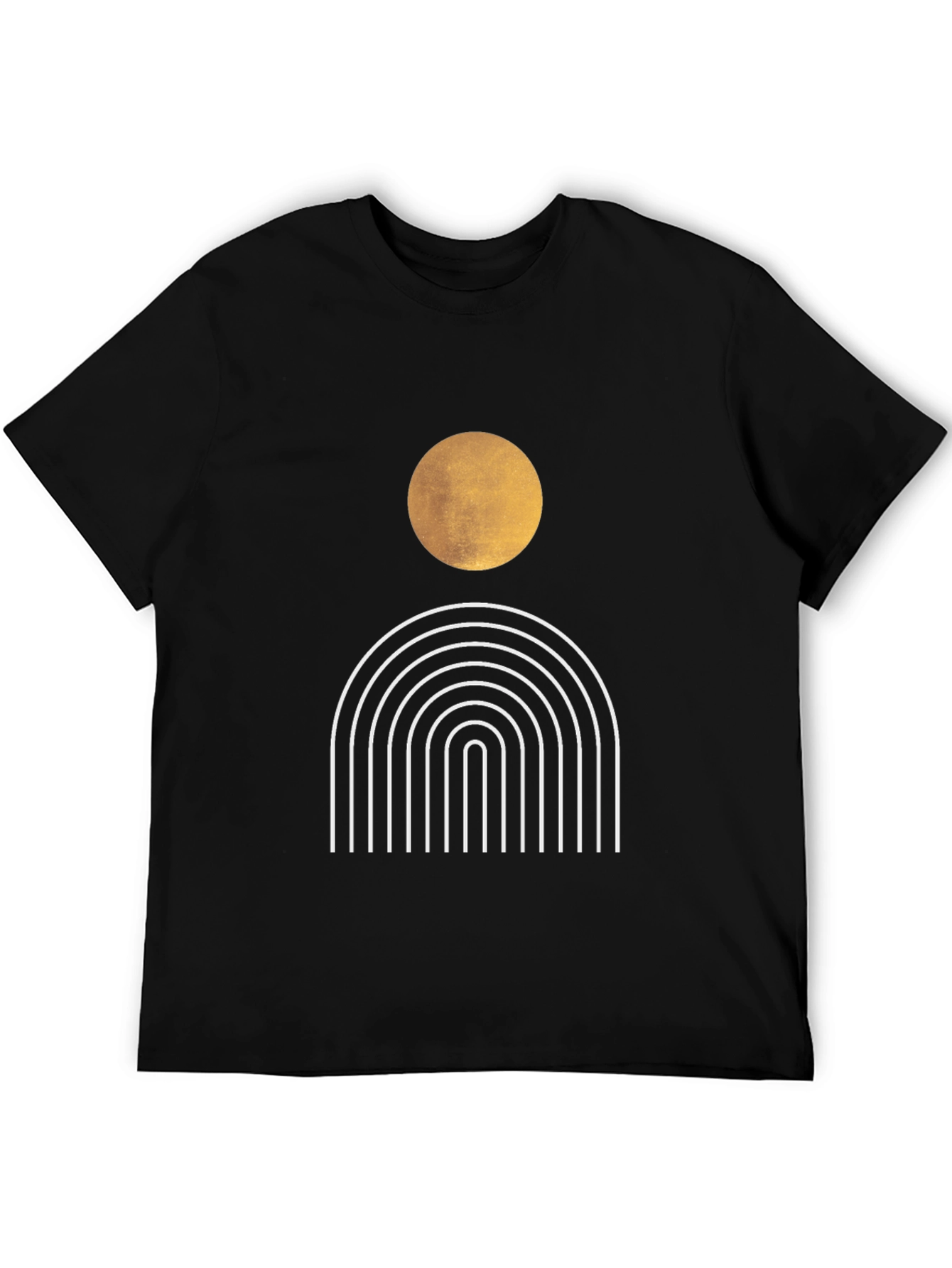 Modern Graphic Tee - Abstract Sun & Rainbow Design