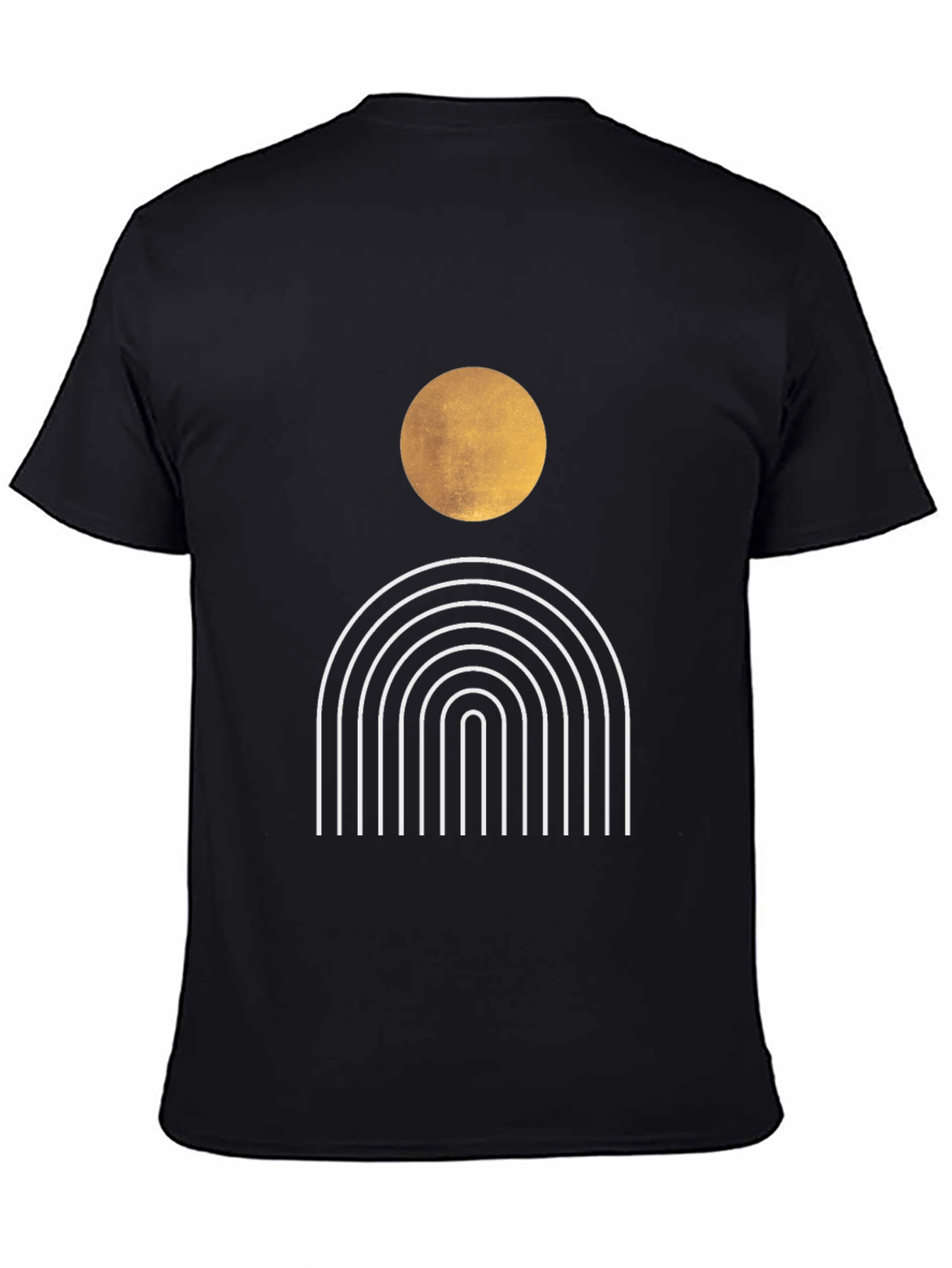 Modern Graphic Tee - Abstract Sun & Rainbow Design