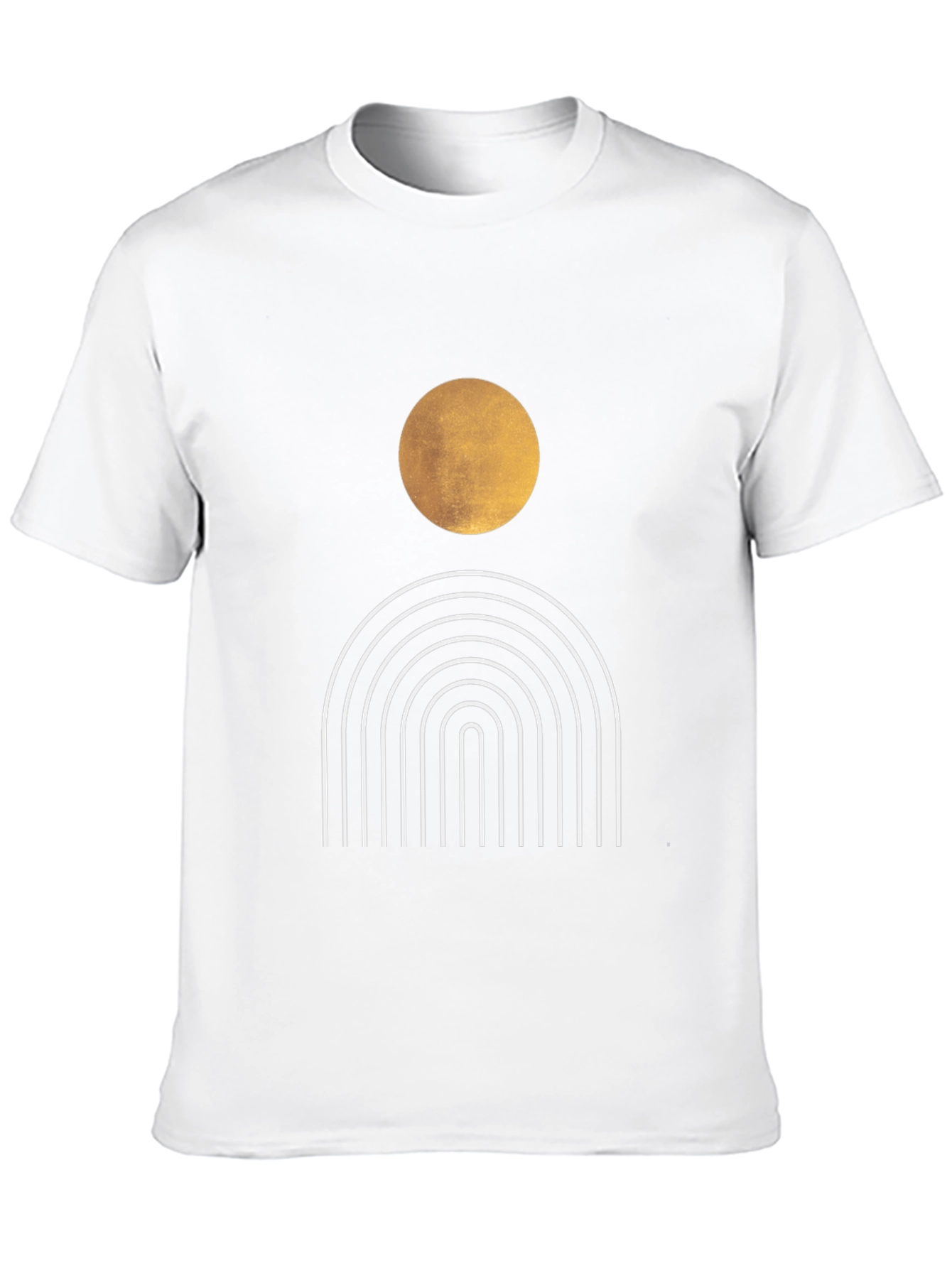 Modern Graphic Tee - Abstract Sun & Rainbow Design