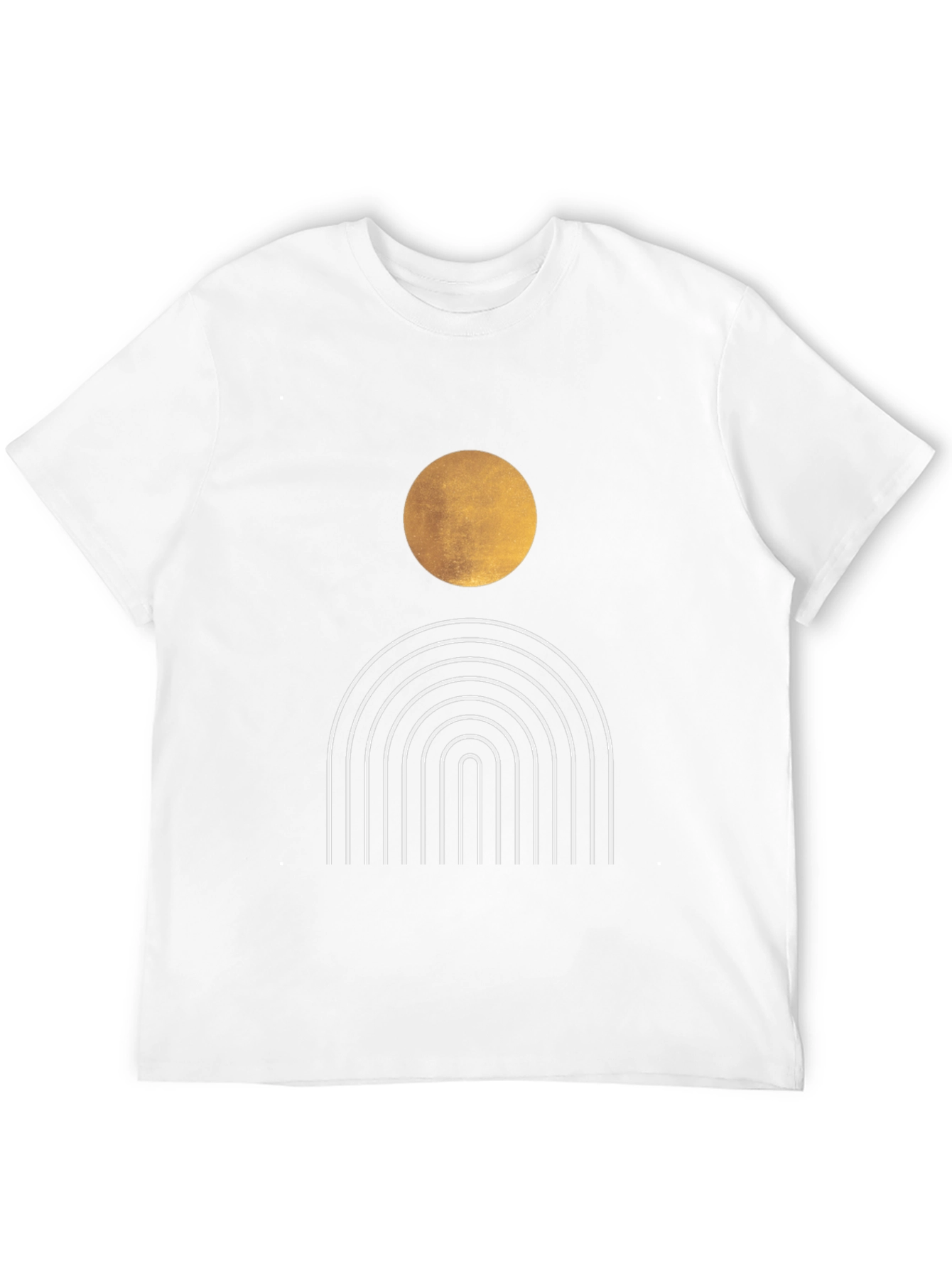 Modern Graphic Tee - Abstract Sun & Rainbow Design