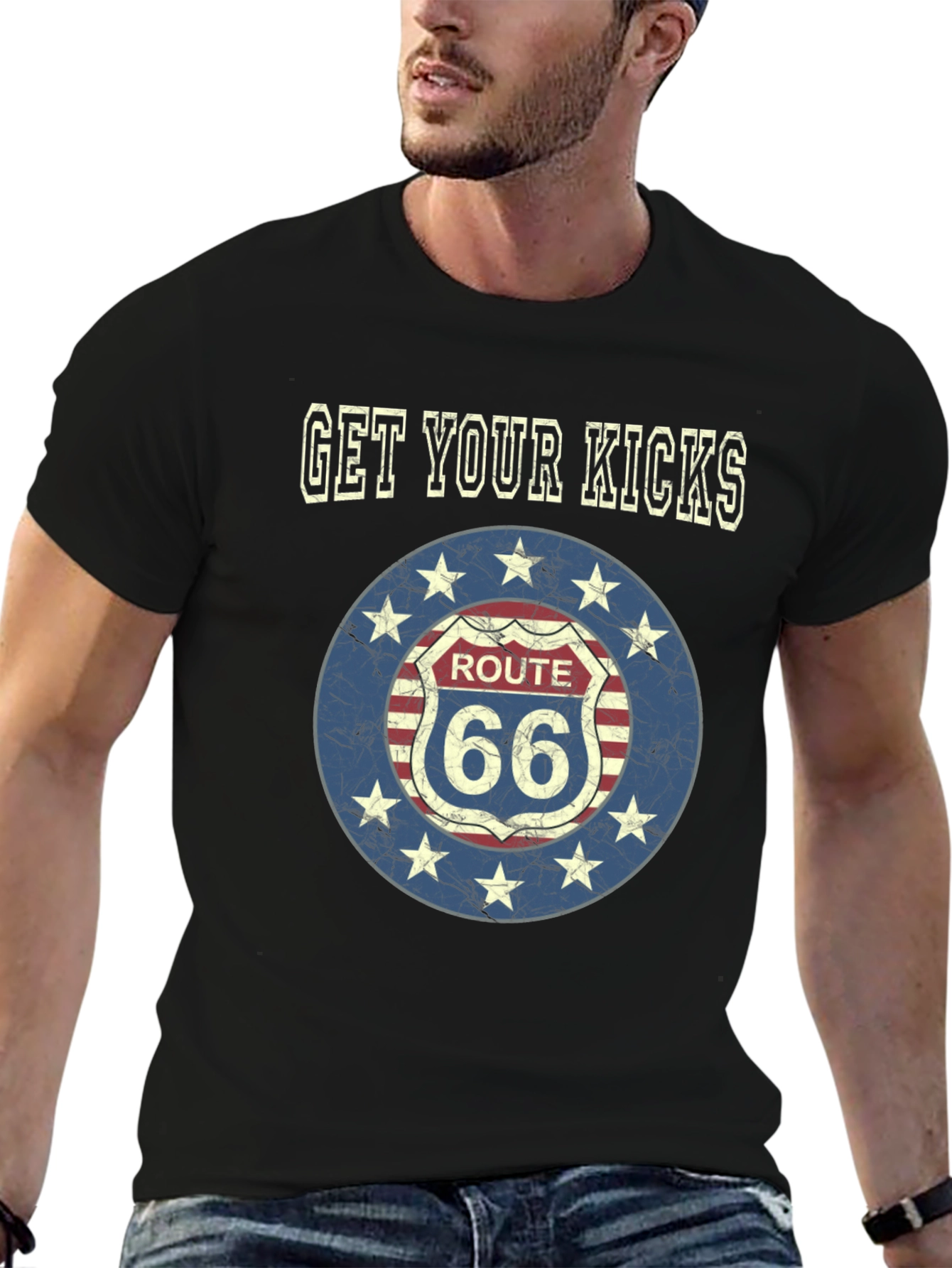 Route 66 Get Your Kicks Black T-Shirt