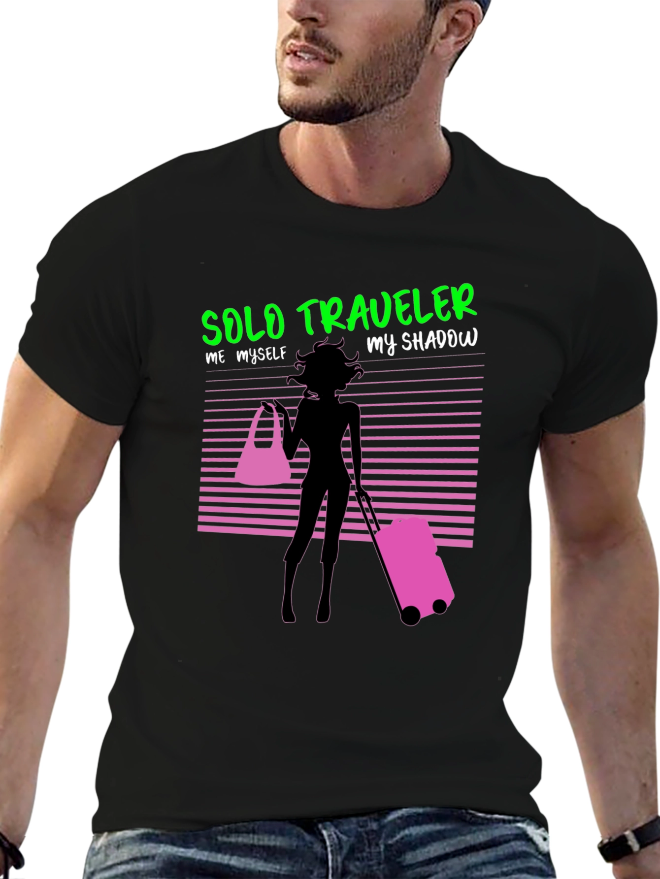 Solo Traveler Graphic Tee - Black Cotton T-Shirt