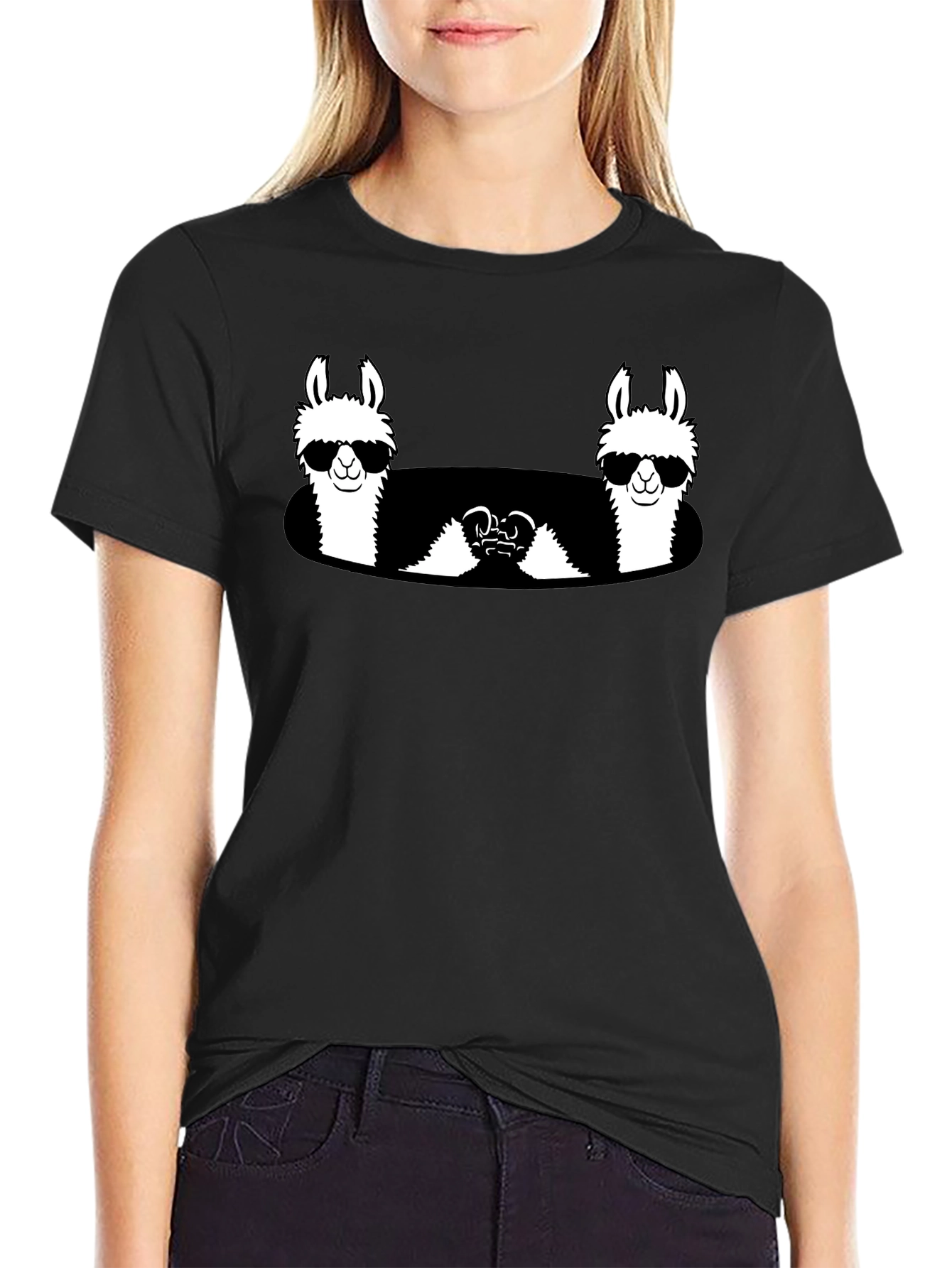 Cool Llama Crew Black T-Shirt