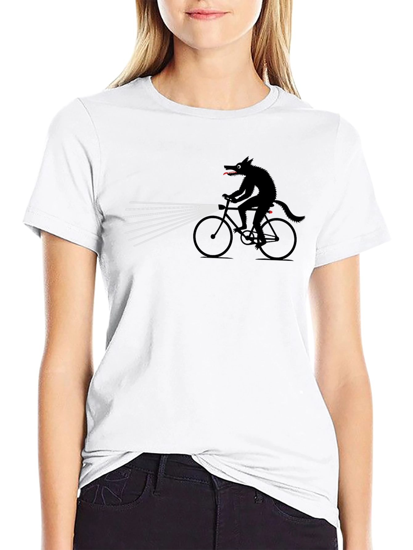 Wolf on Bike Graphic Tee - Unique Novelty Shirt