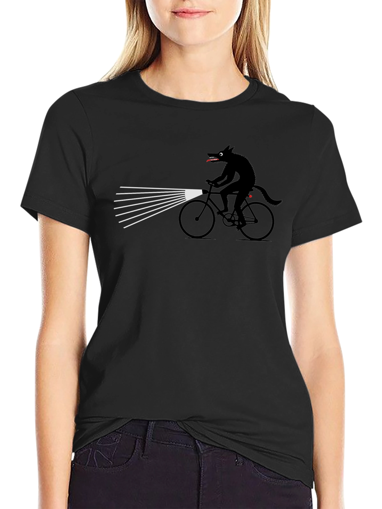 Wolf on Bike Graphic Tee - Unique Novelty Shirt