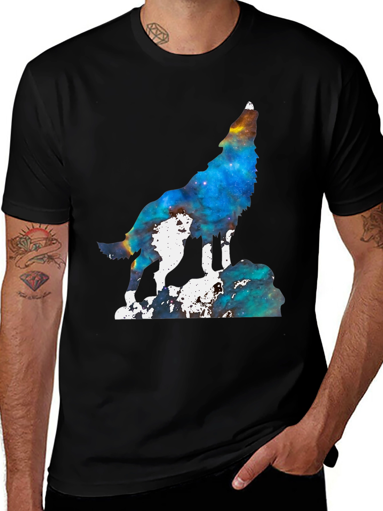 Galaxy Wolf Howling T-Shirt - Unique Space Design