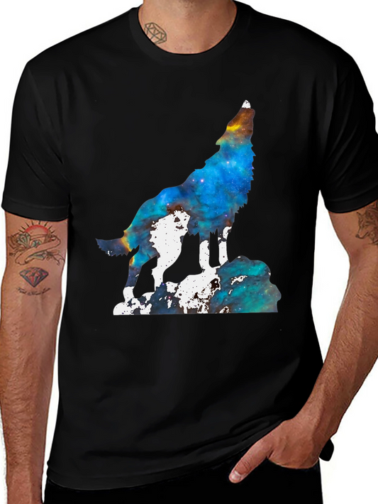 Galaxy Wolf Howling T-Shirt - Unique Space Design