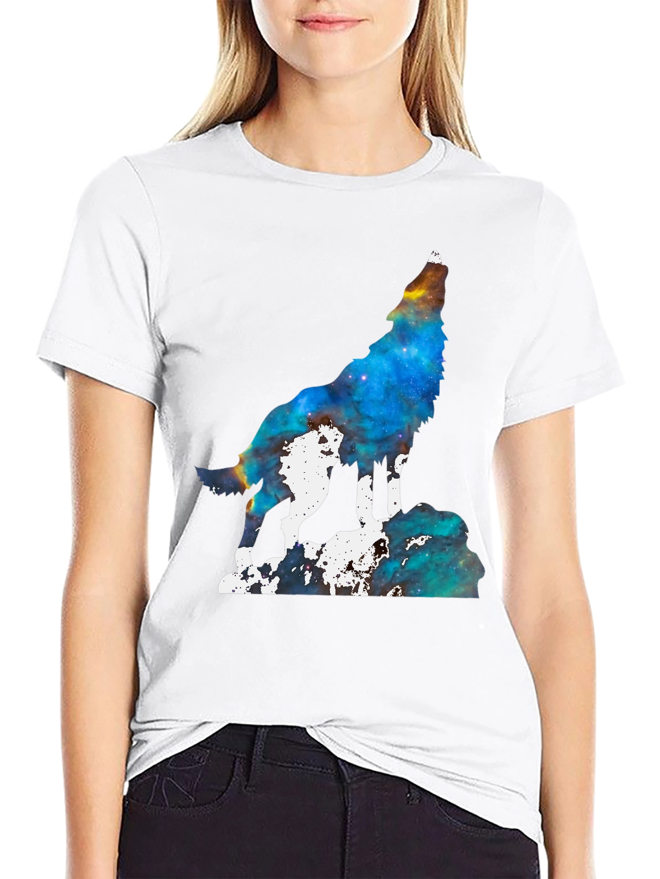 Galaxy Wolf Howling T-Shirt - Unique Space Design