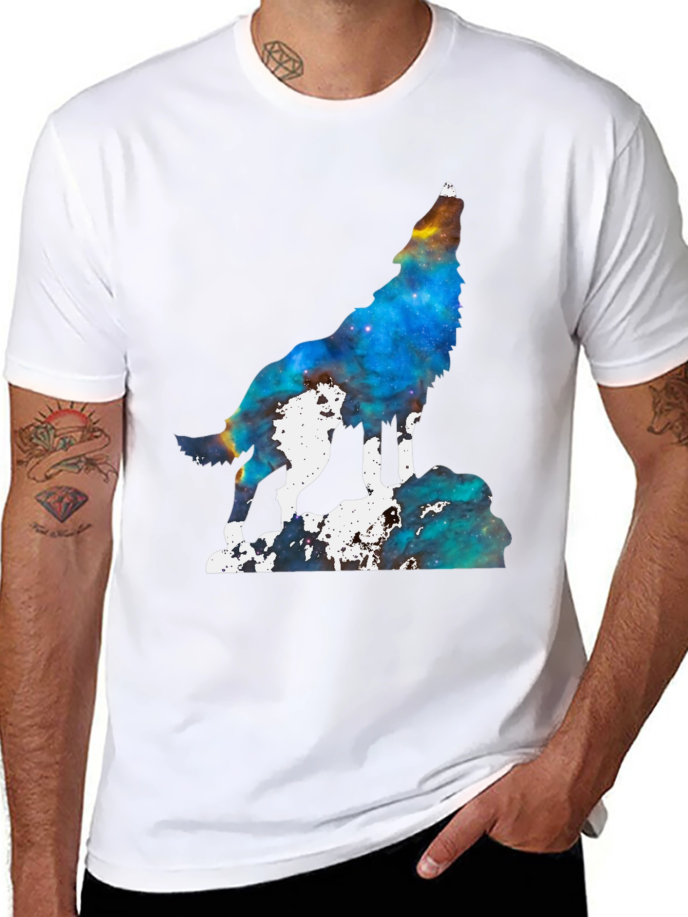 Galaxy Wolf Howling T-Shirt - Unique Space Design