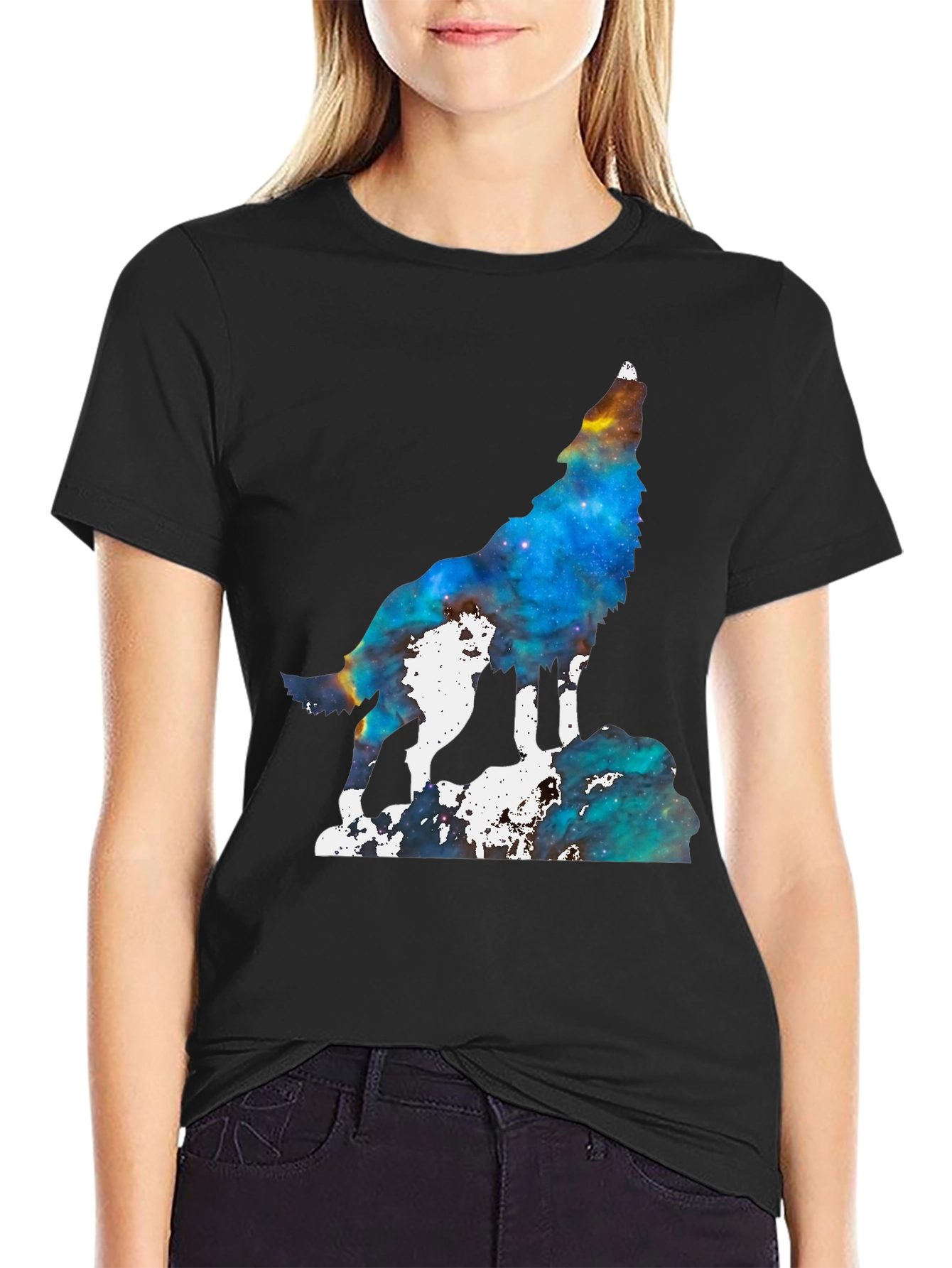 Galaxy Wolf Howling T-Shirt - Unique Space Design