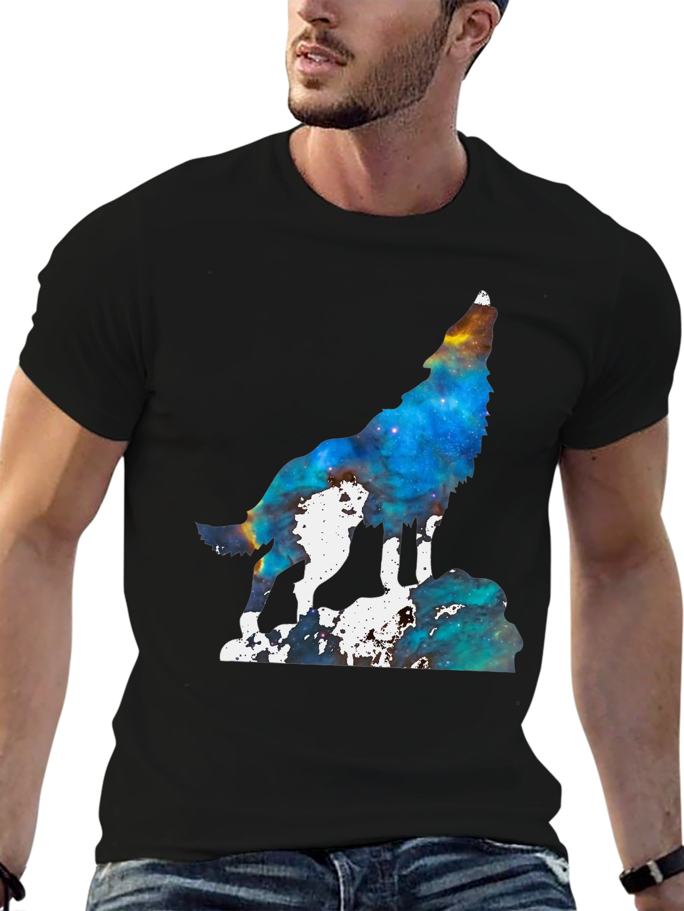 Galaxy Wolf Howling T-Shirt - Unique Space Design