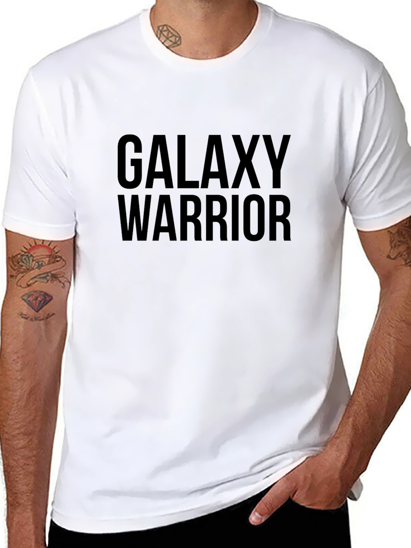Galaxy Warrior Graphic Tee - Black Cotton T-Shirt