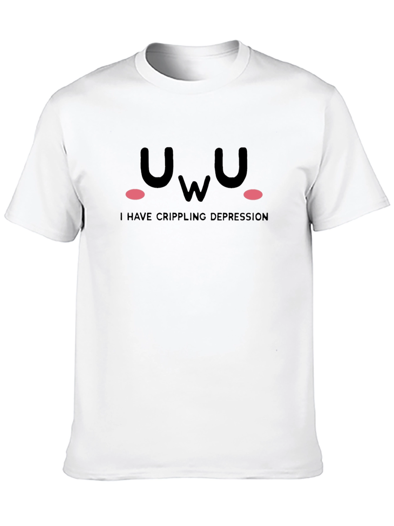 UwU Crippling Depression Black Graphic T-Shirt