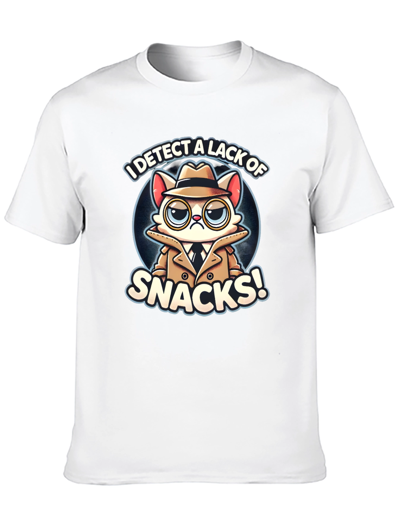 Detective Cat Snack T-Shirt - Funny Graphic Tee