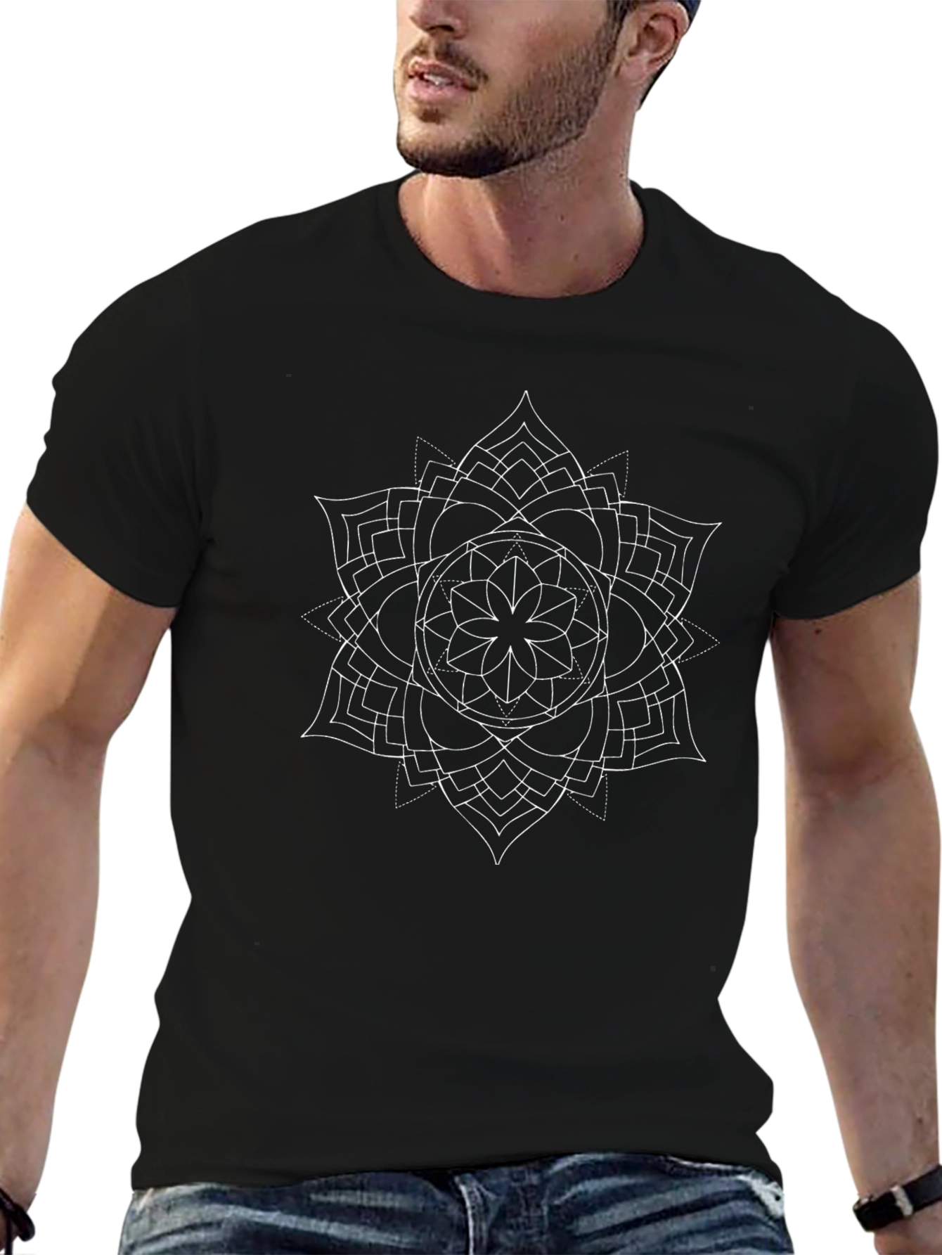 Geometric Mandala Graphic Print Mens T-Shirt
